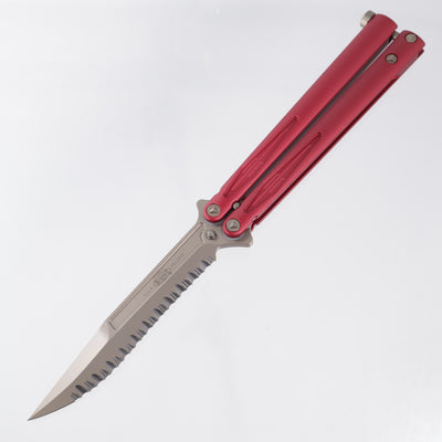 Microtech Tachyon III - Red Aluminum w/ Bronze Hardware - Bronze Full Serrate Elmax - 173-15 RD *NEW OLD STOCK*