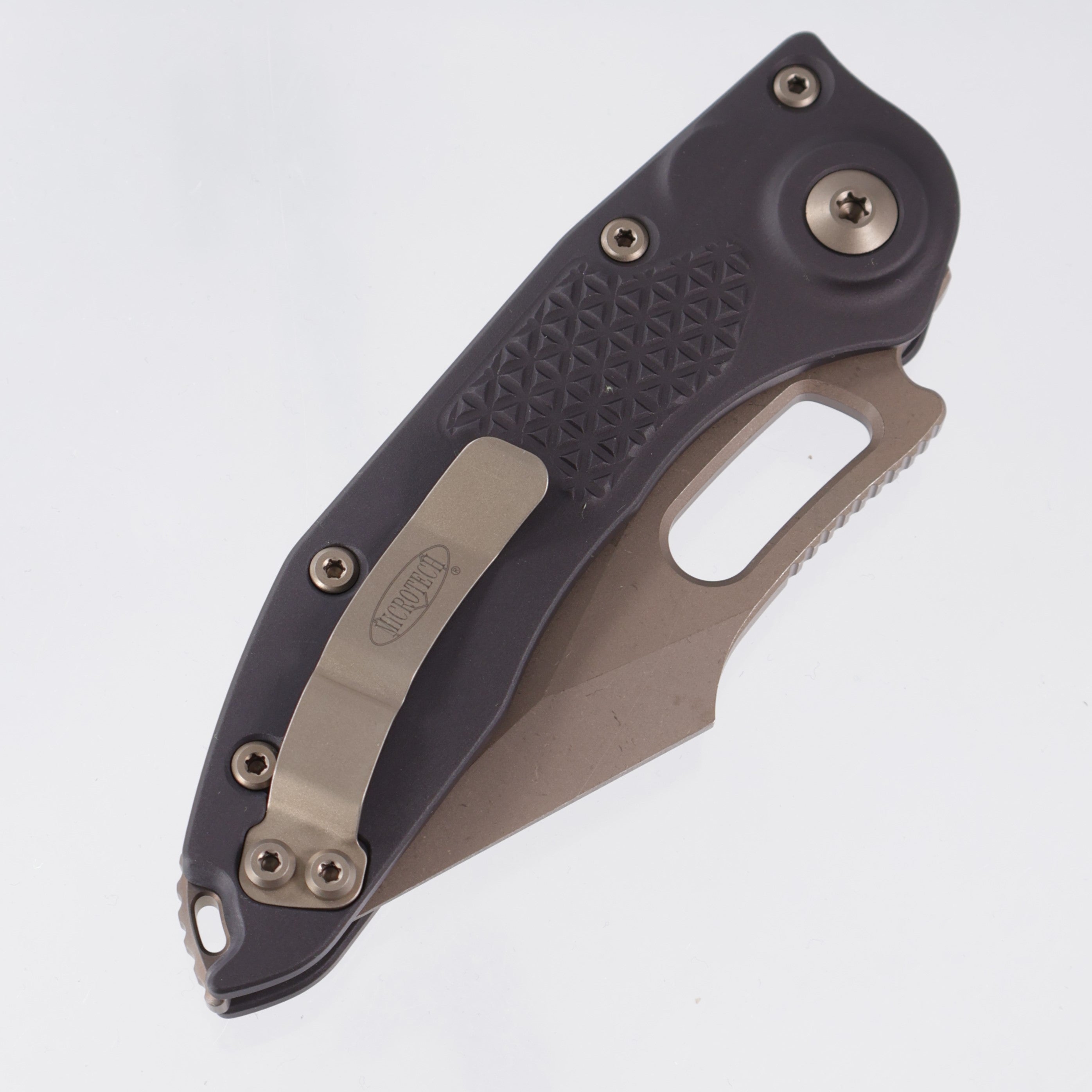 Microtech Stitch Auto - Black Aluminum w/ Bronze Hardware - Bronze Apocalyptic M390 - 169-14 *NEW OLD STOCK*