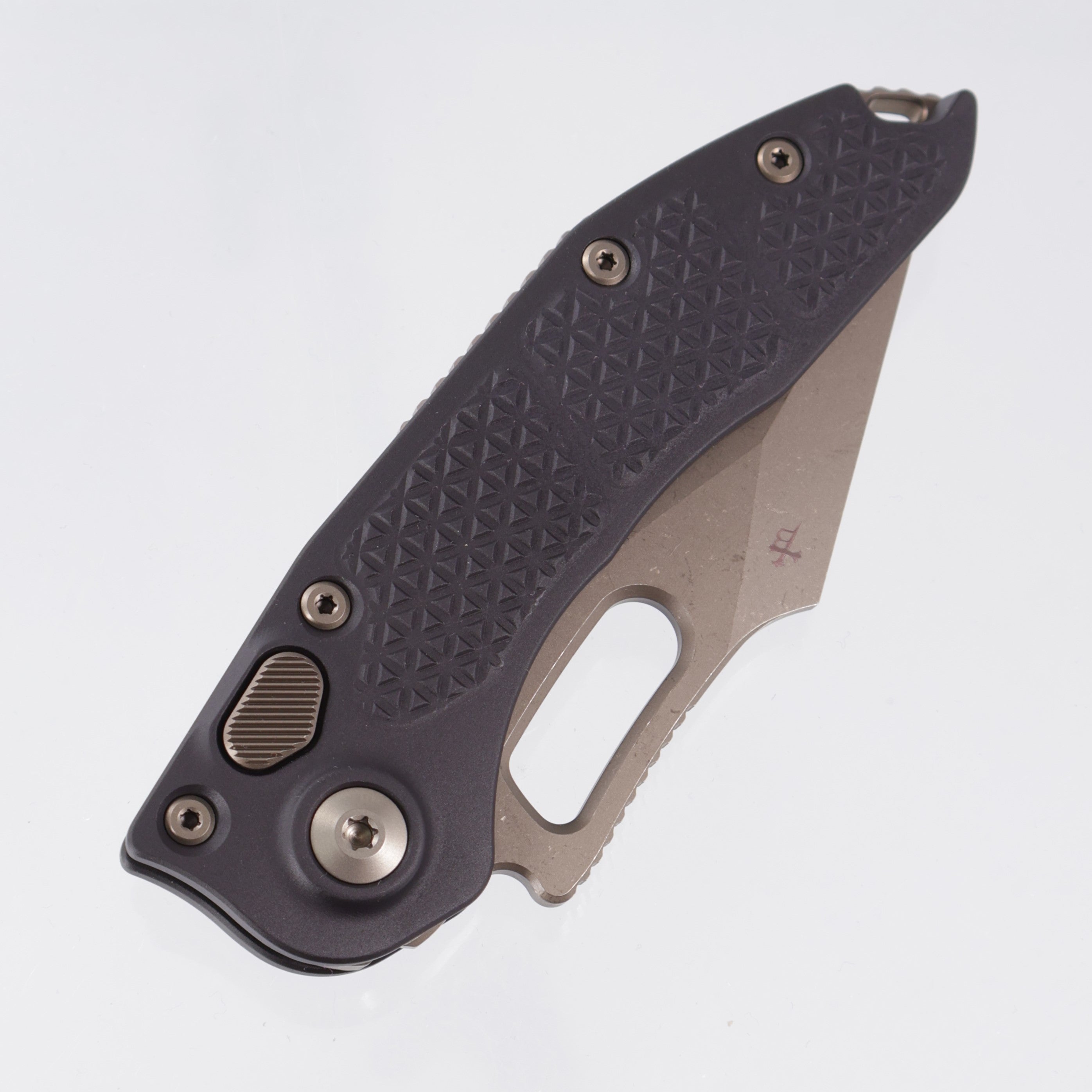 Microtech Stitch Auto - Black Aluminum w/ Bronze Hardware - Bronze Apocalyptic Full Serate M390 - 169-13 *NEW OLD STOCK*