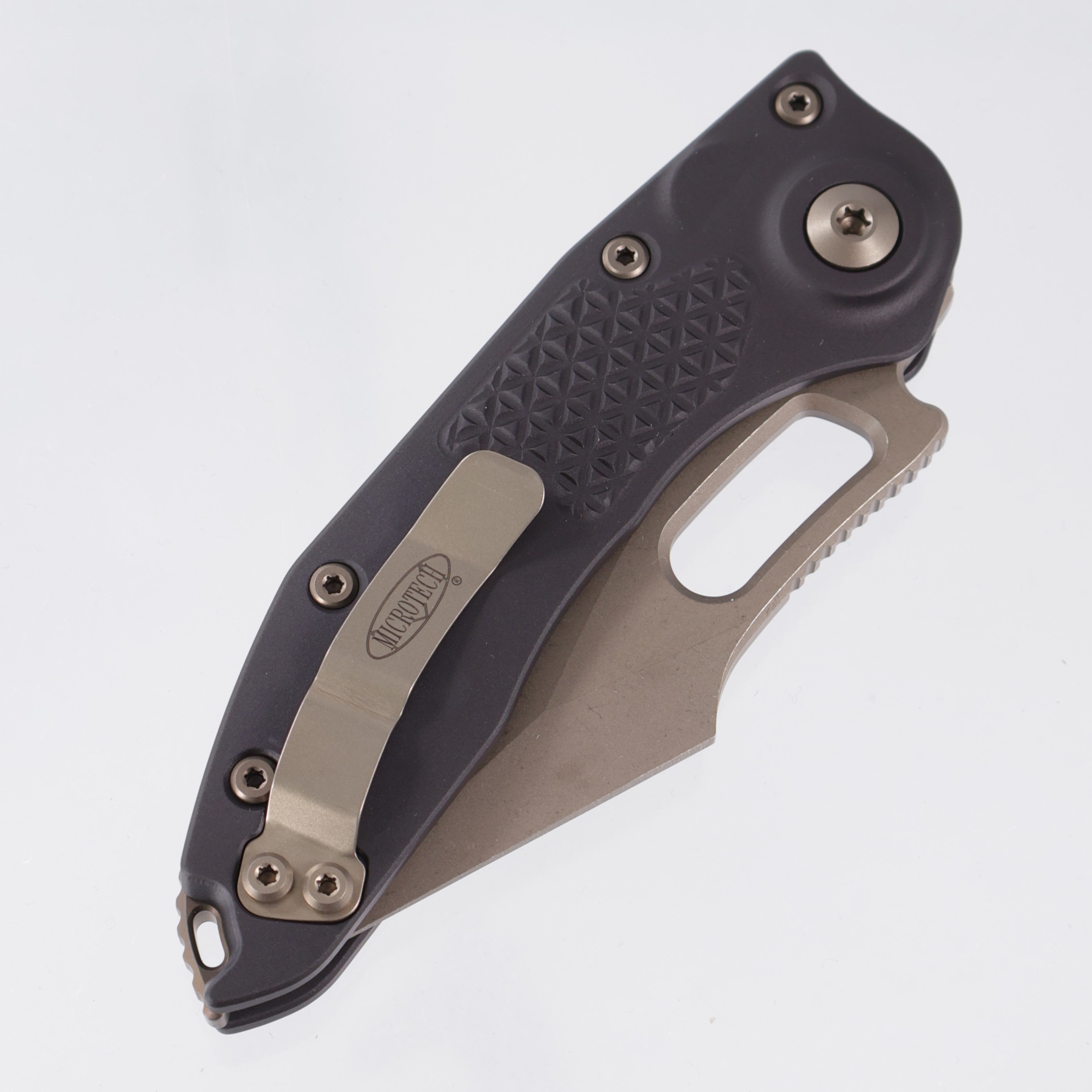 Microtech Stitch Auto - Black Aluminum w/ Bronze Hardware - Bronze Apocalyptic Full Serate M390 - 169-13 *NEW OLD STOCK*