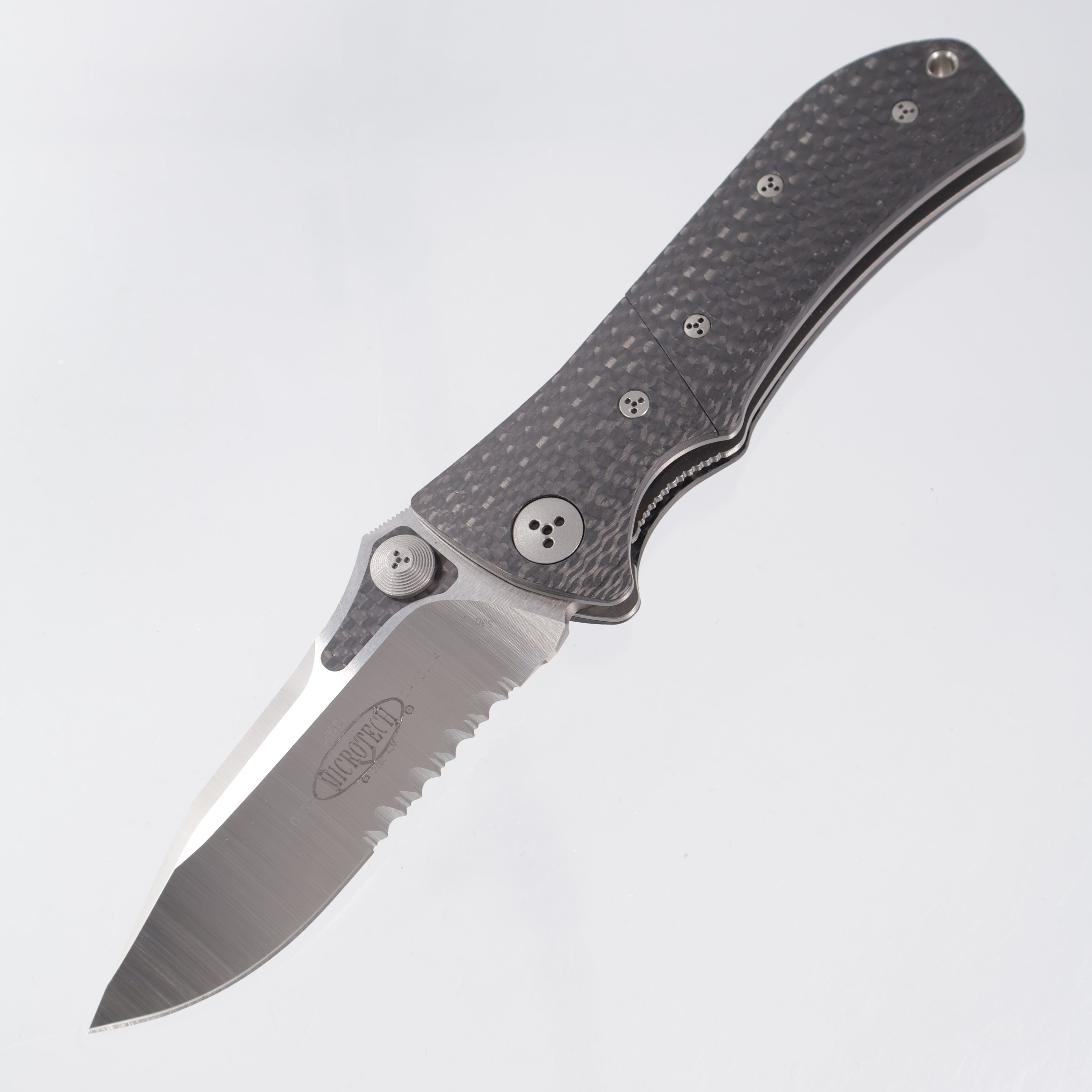 Microtech MTX-2 Dual Action - One Piece Carbon Fiber w/ Bolster Release - Satin Partial Serrate S30V - 04/2004 *PRE-OWNED*