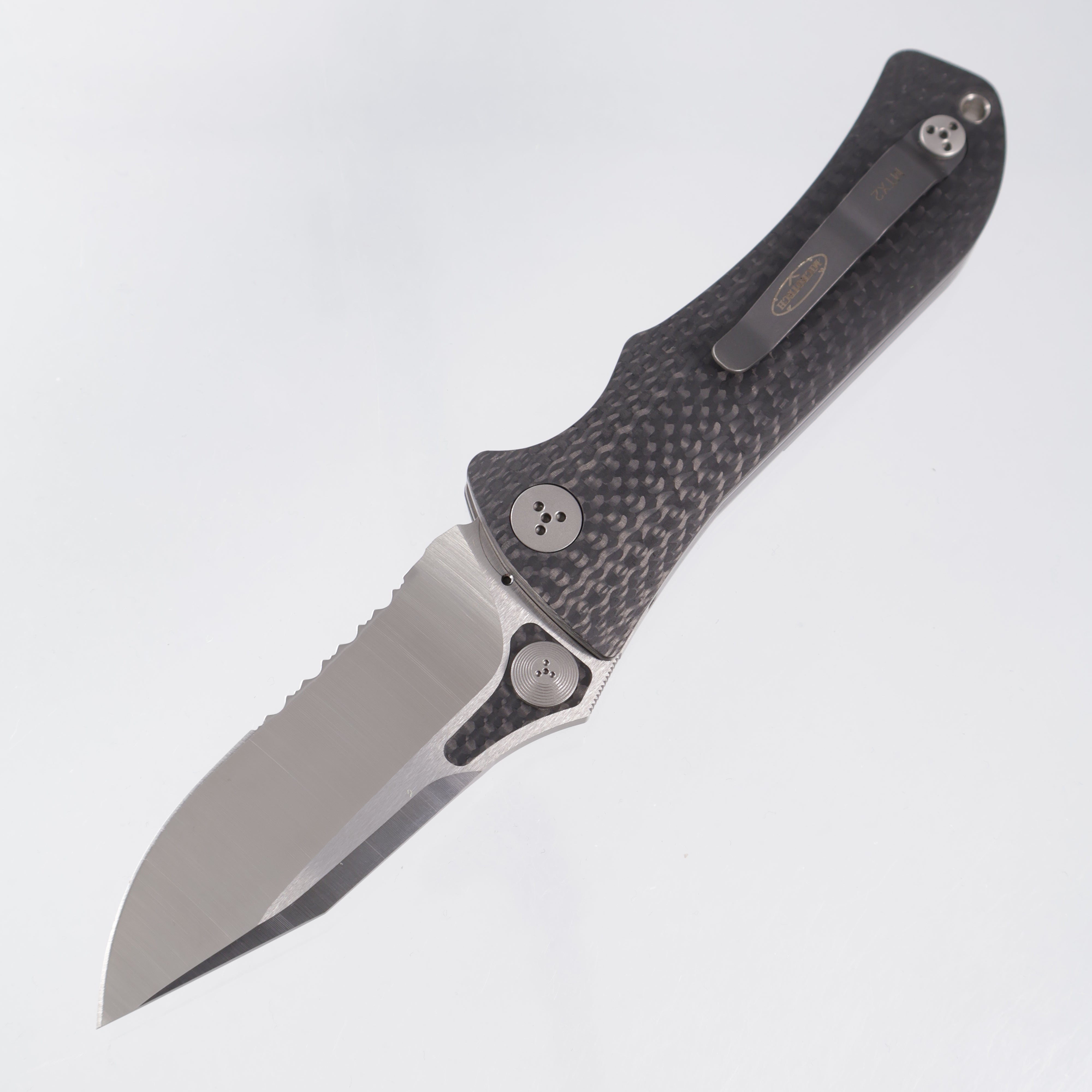 Microtech MTX-2 Dual Action - One Piece Carbon Fiber w/ Bolster Release - Satin Partial Serrate S30V - 04/2004 *PRE-OWNED*