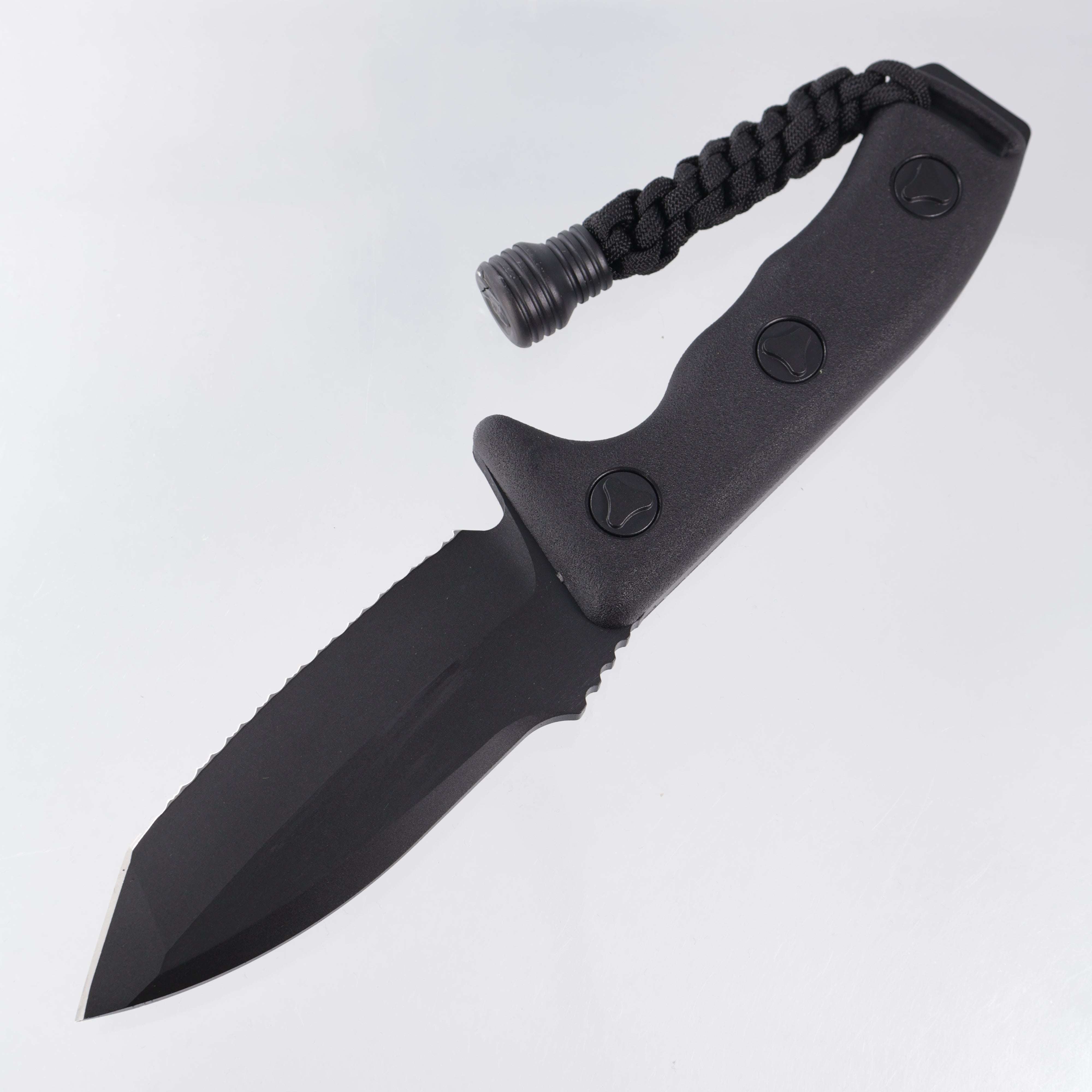 Microtech Currahee Tanto - Black Polymer - Black Cerakote Full Serrate D2 - 103-3BL *PRE-OWNED*
