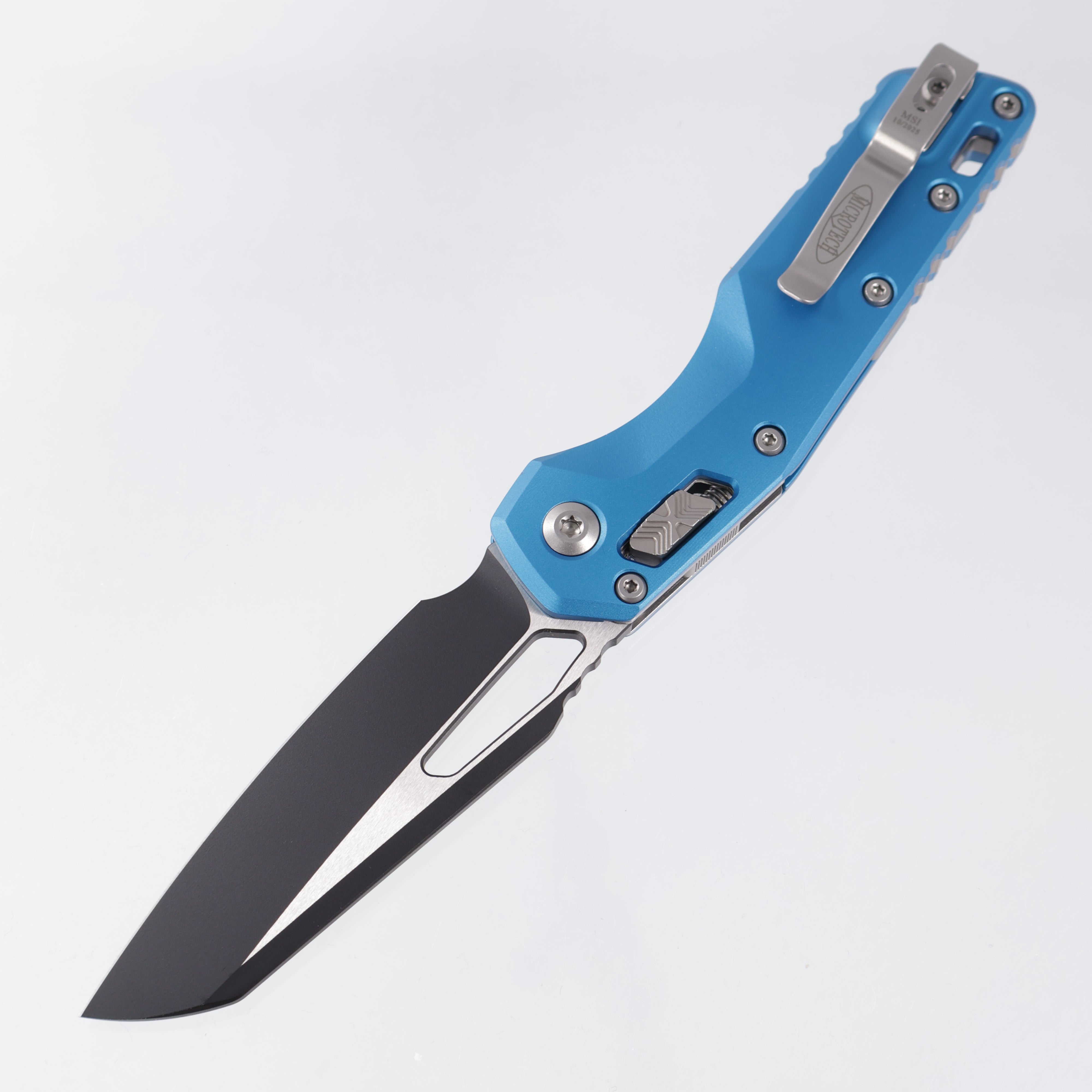 Microtech MSI - Smooth Blue Aluminum - 2-Tone Black M390MK - 210-1 BL