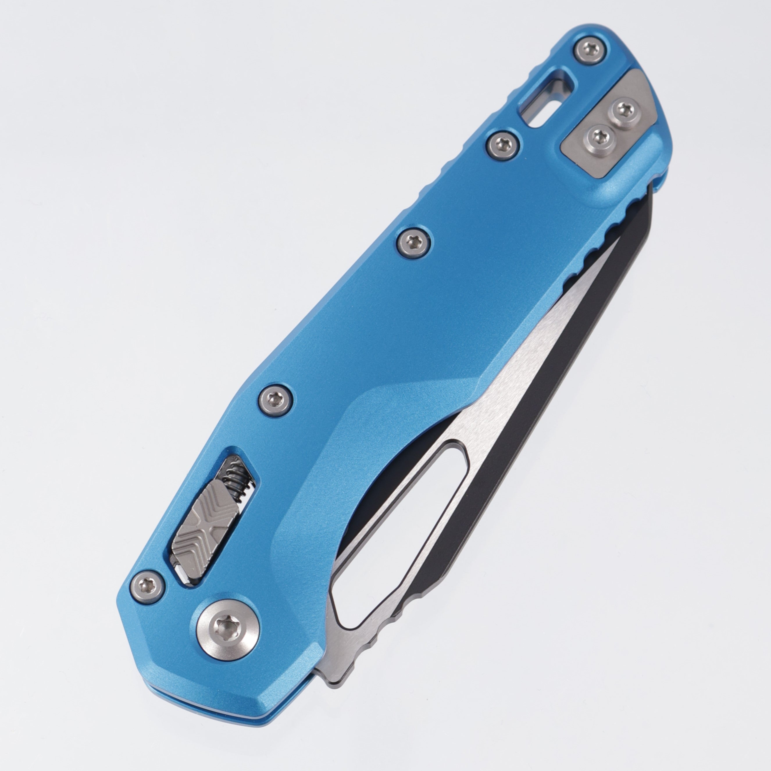 Microtech MSI - Smooth Blue Aluminum - 2-Tone Black M390MK - 210-1 BL