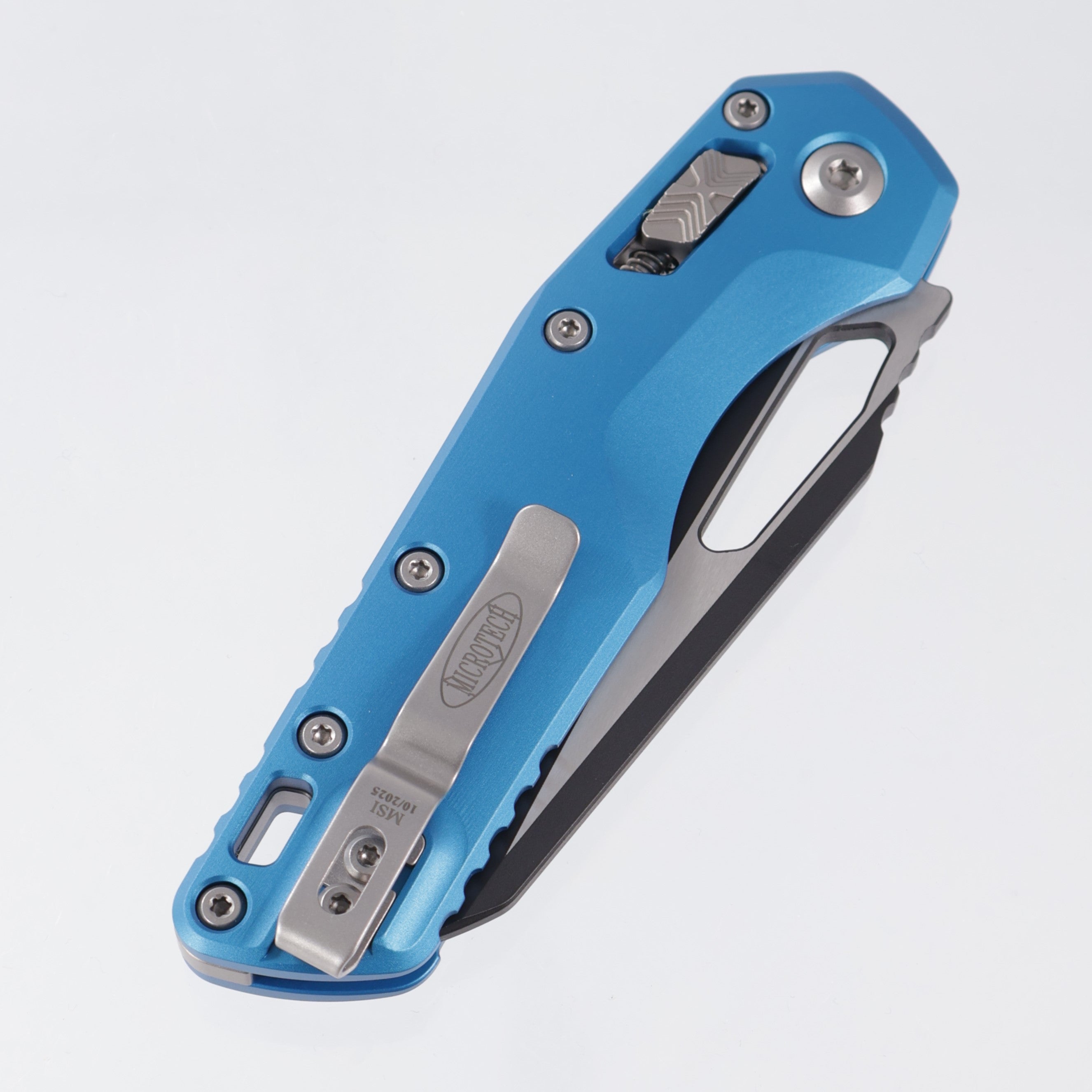 Microtech MSI - Smooth Blue Aluminum - 2-Tone Black M390MK - 210-1 BL