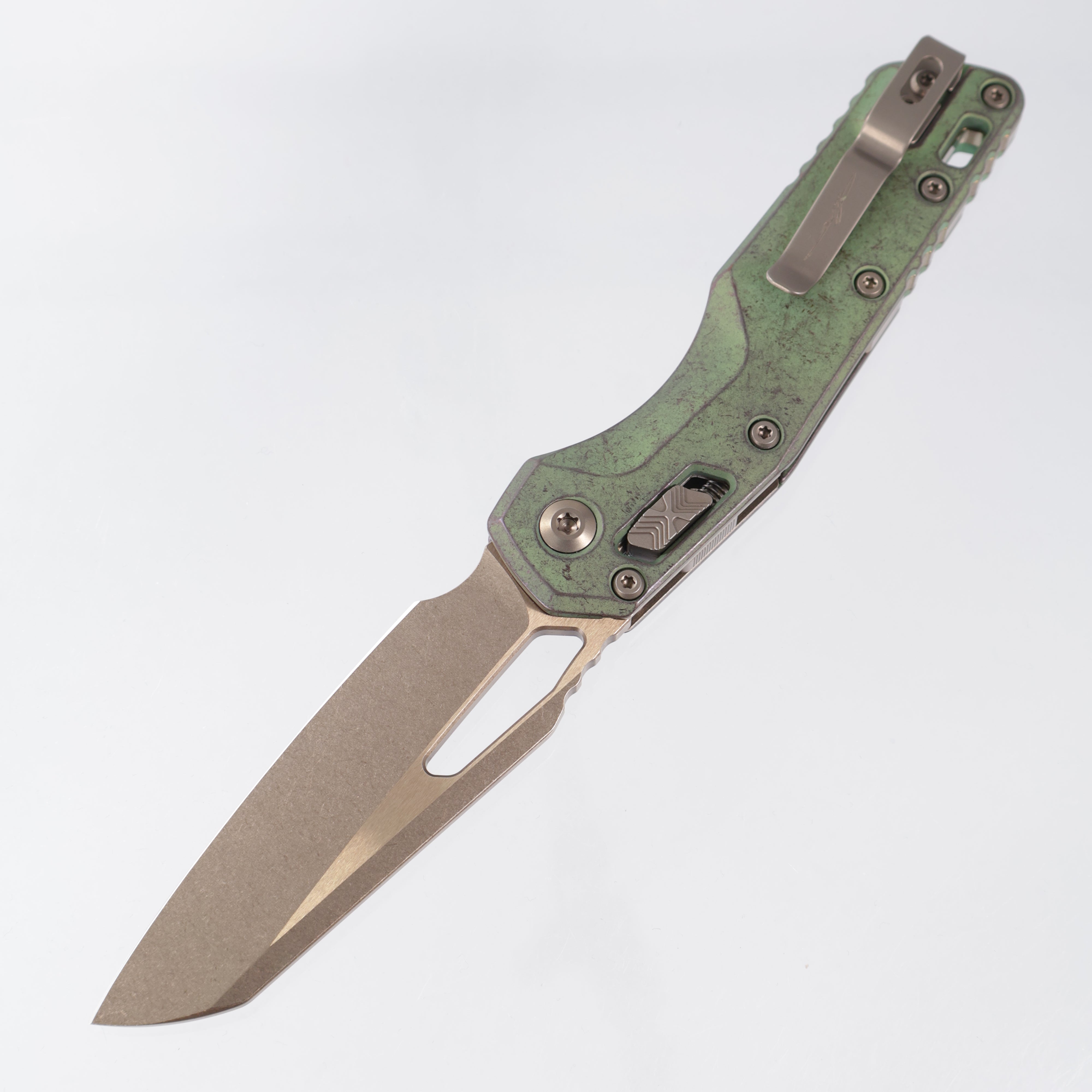 Microtech Marfione Select MSI - Antique Green Smooth Titanium w/ Bronze Accents - Bronze Stonewash M390MK - 210-13MS1