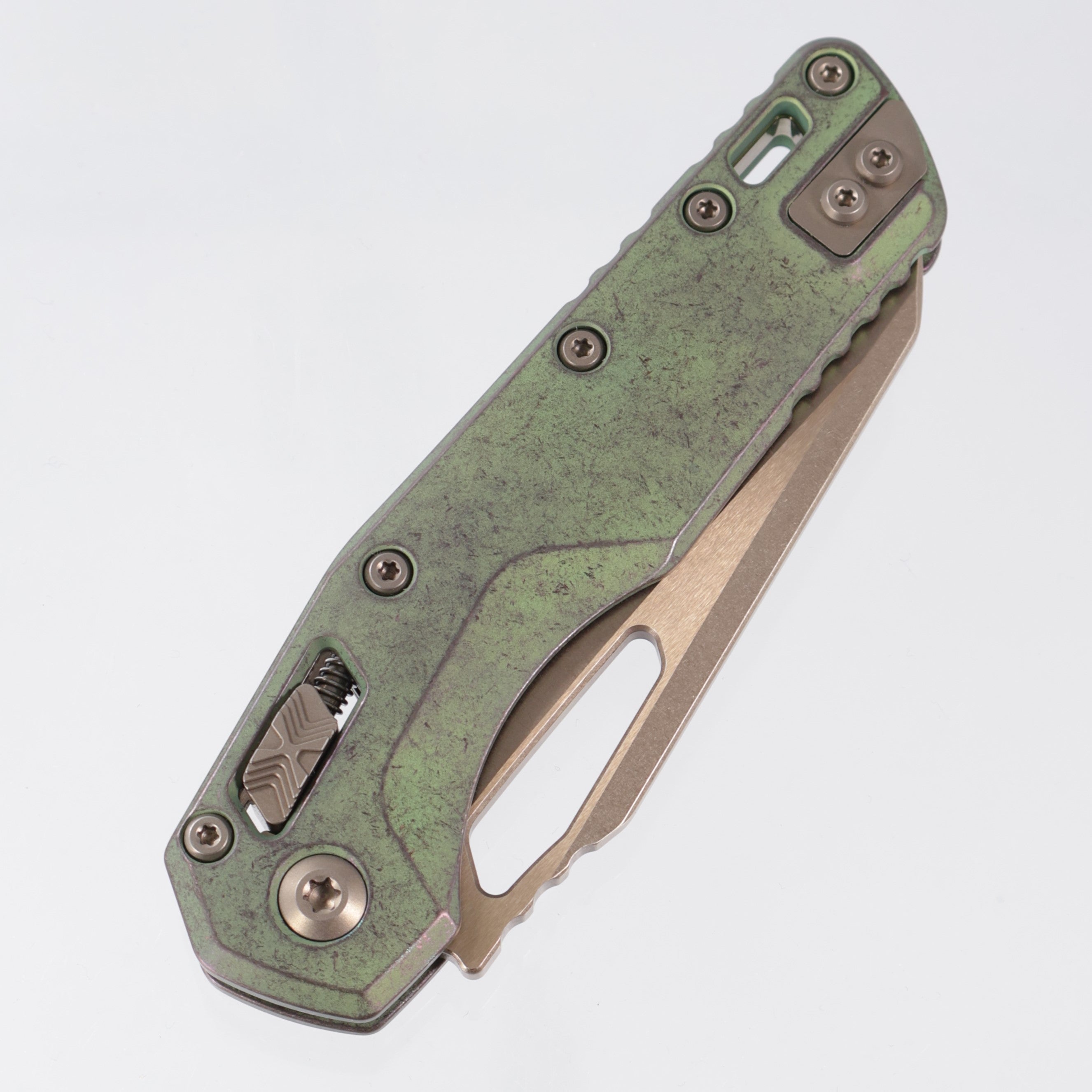 Microtech Marfione Select MSI - Antique Green Smooth Titanium w/ Bronze Accents - Bronze Stonewash M390MK - 210-13MS1