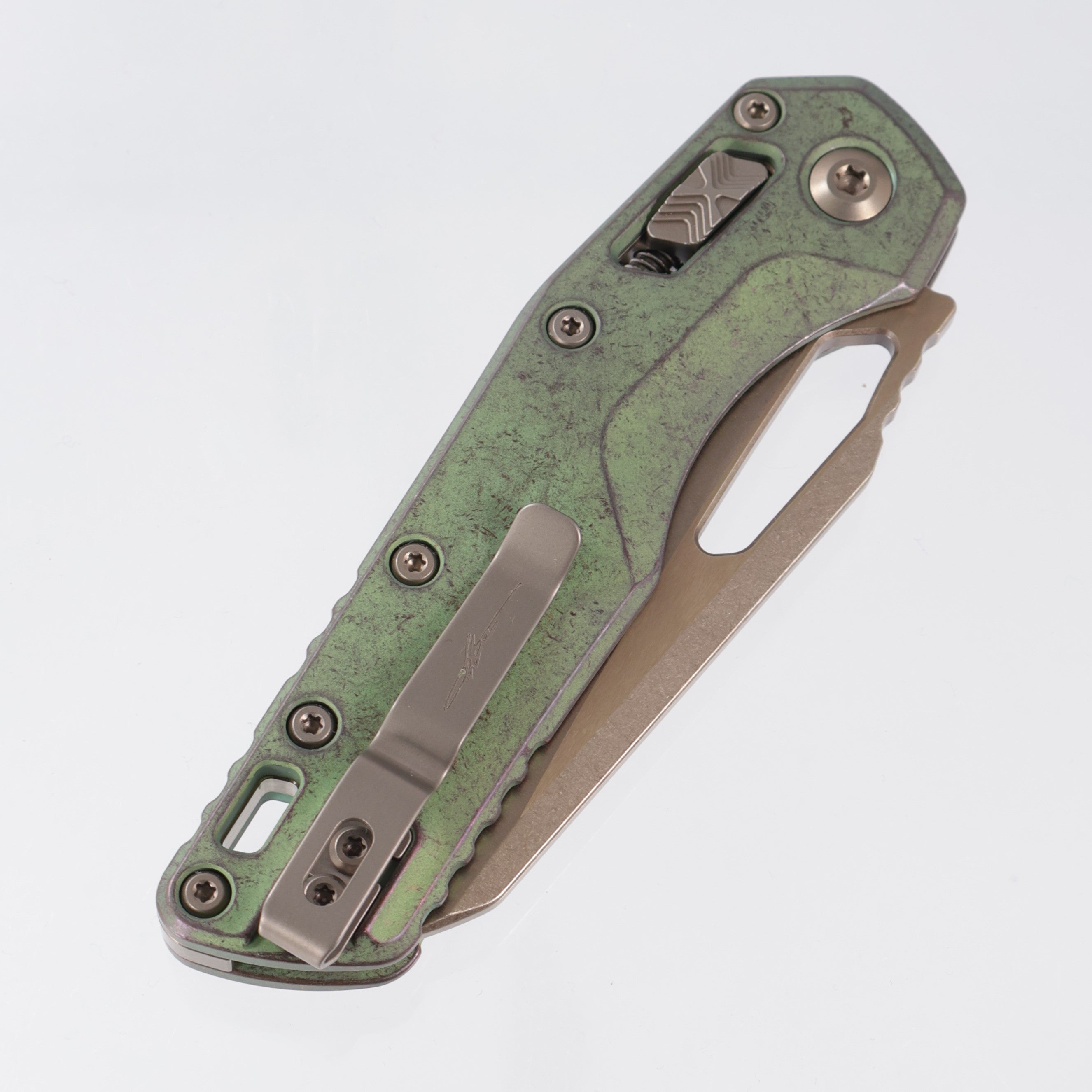 Microtech Marfione Select MSI - Antique Green Smooth Titanium w/ Bronze Accents - Bronze Stonewash M390MK - 210-13MS1