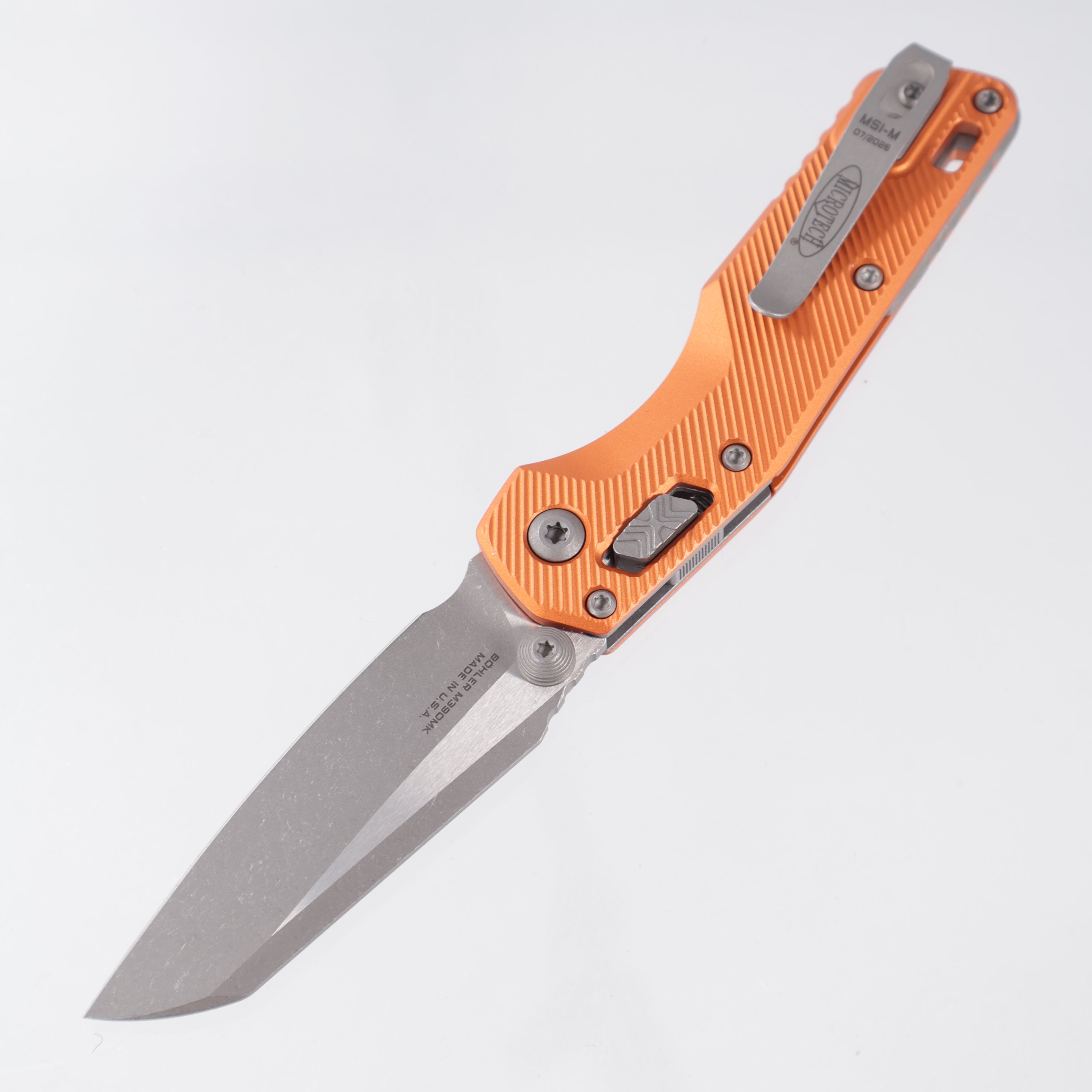Microtech MSI Mini - Orange Fluted Aluminum - Apocalyptic M390MK - 210M-10 APFLOR