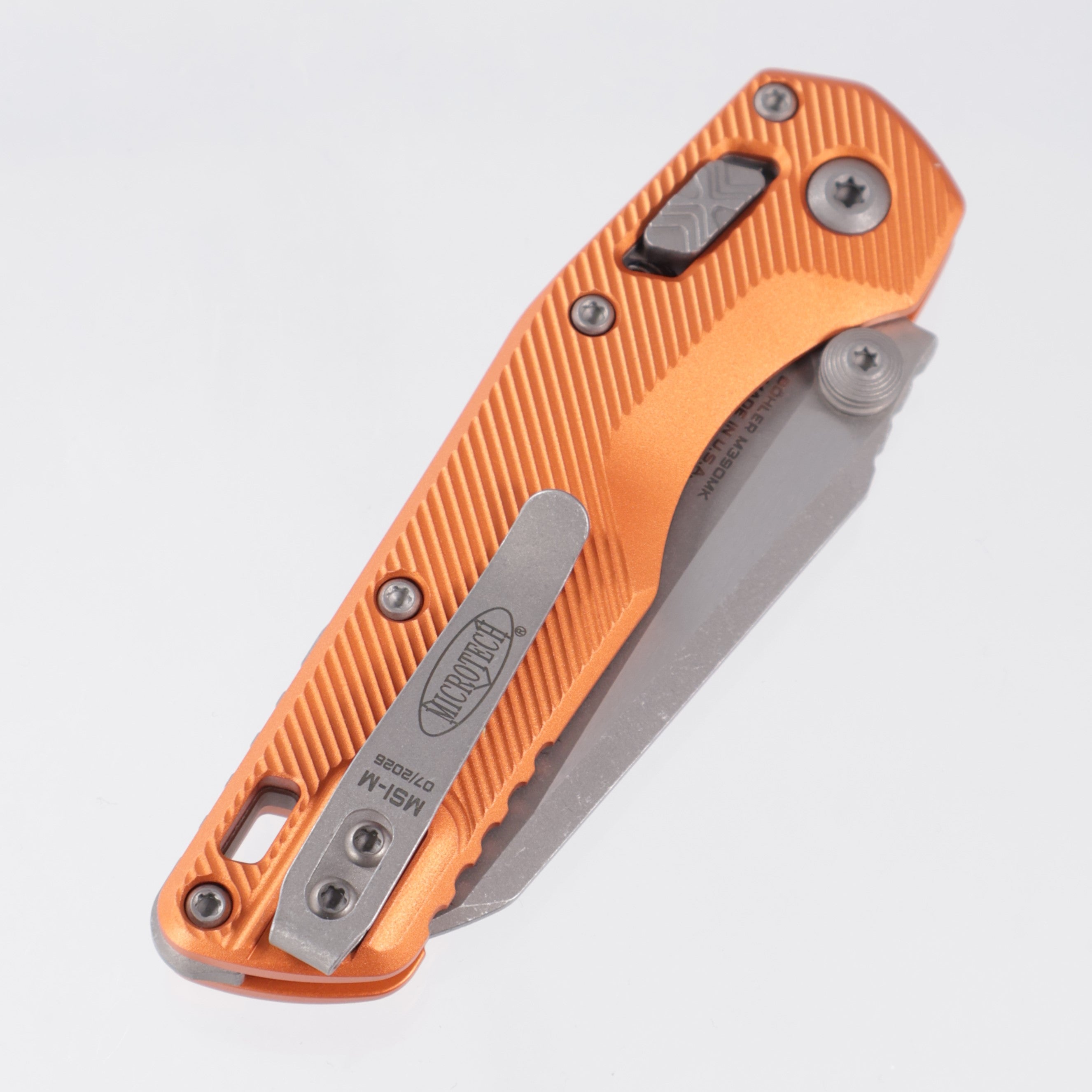 Microtech MSI Mini - Orange Fluted Aluminum - Apocalyptic M390MK - 210M-10 APFLOR