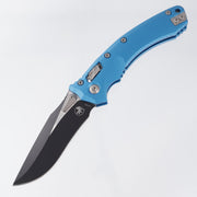 Microtech Amphibian - Blue Fluted Aluminum - 2-Tone Black M390MK - 137RL-1 FLBL