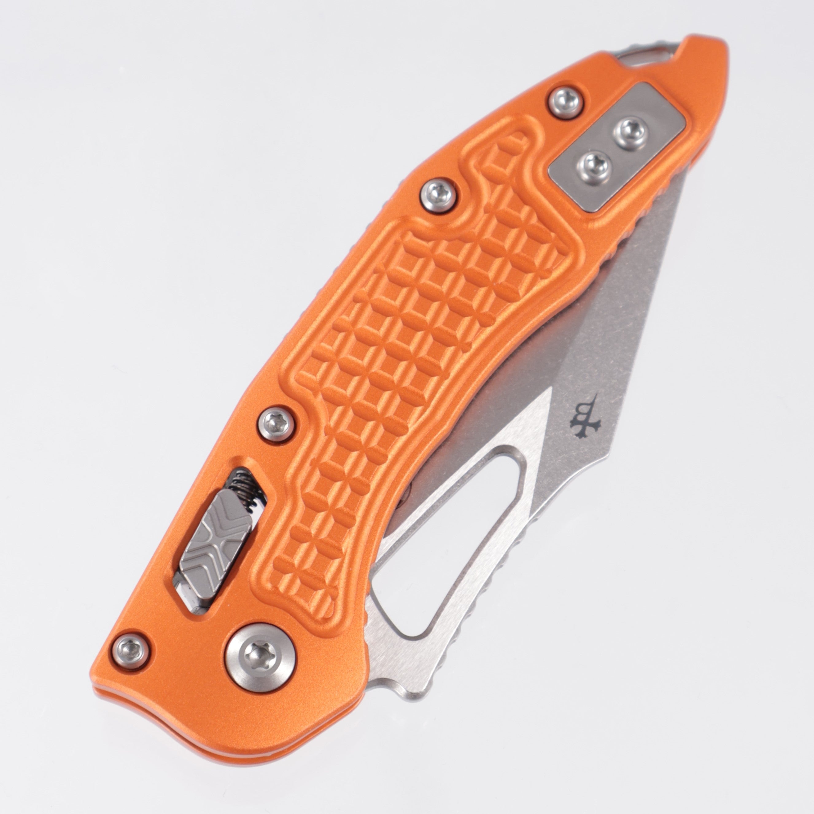 Microtech Stitch Mini Ram-Lok - Orange Frag Aluminum - Stonewash M390MK - 169MRL-10 FROR