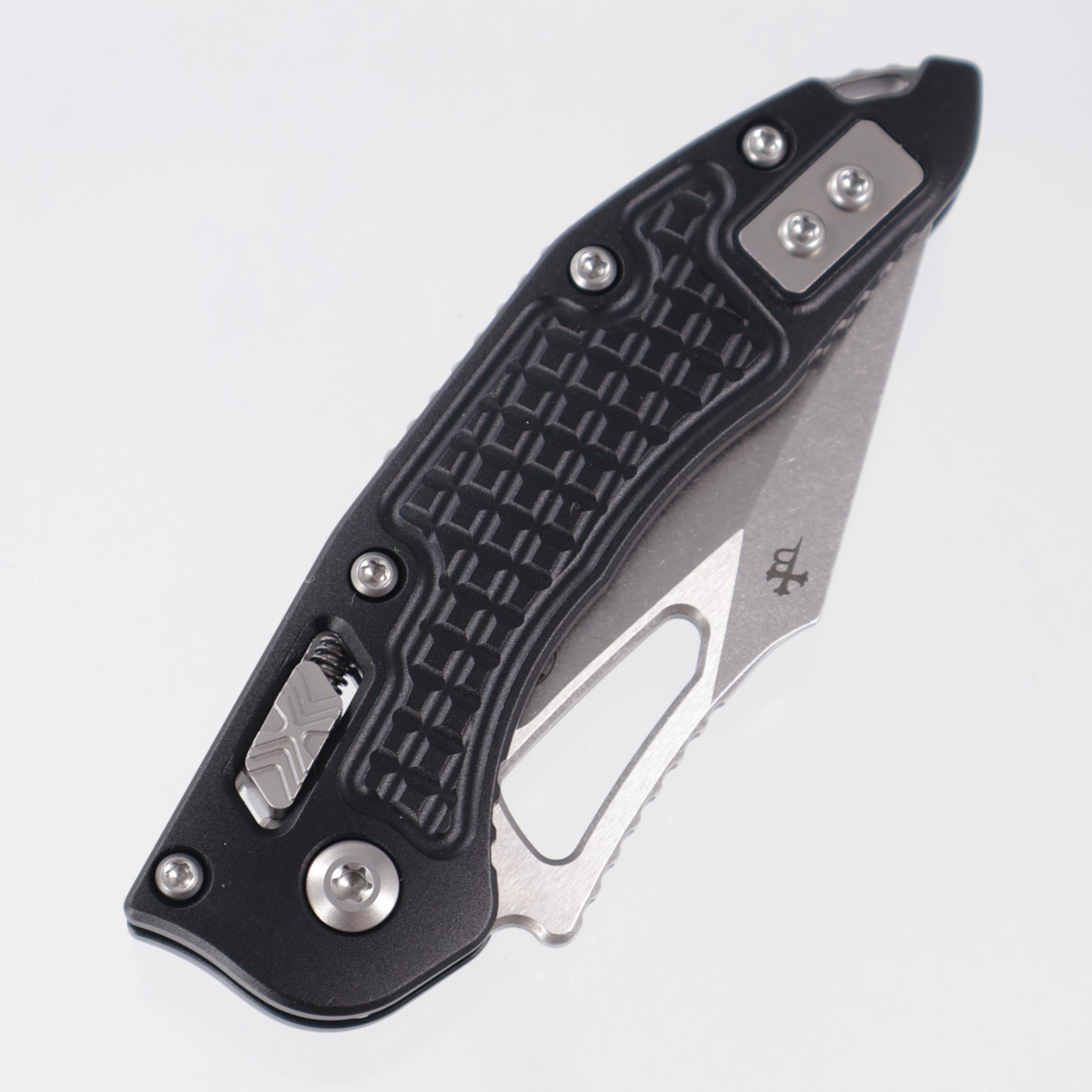 Microtech Stitch Mini Ram-Lok - Black Frag Aluminum - Stonewash M390MK - 169MRL-10 FR
