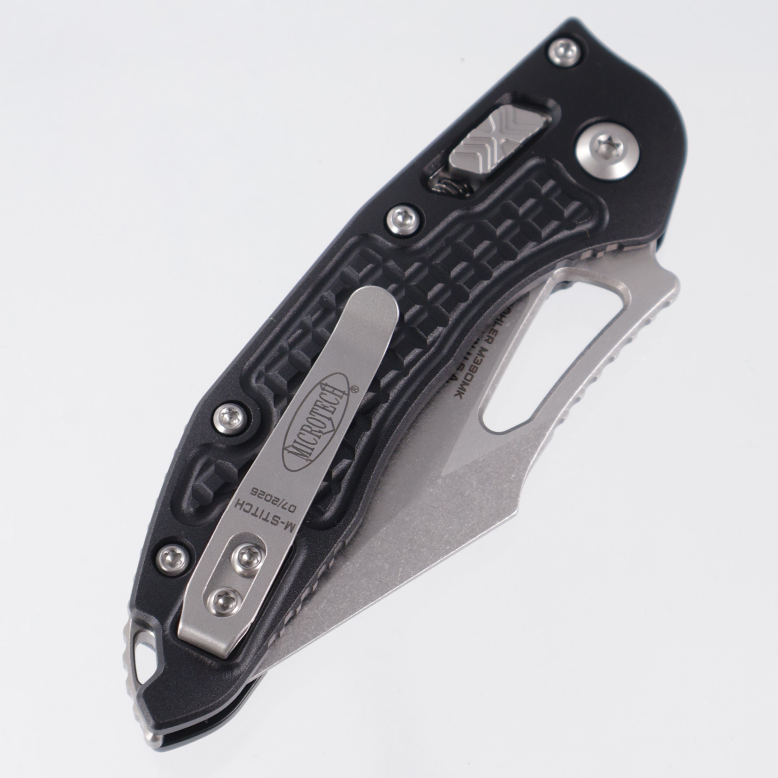 Microtech Stitch Mini Ram-Lok - Black Frag Aluminum - Stonewash M390MK - 169MRL-10 FR