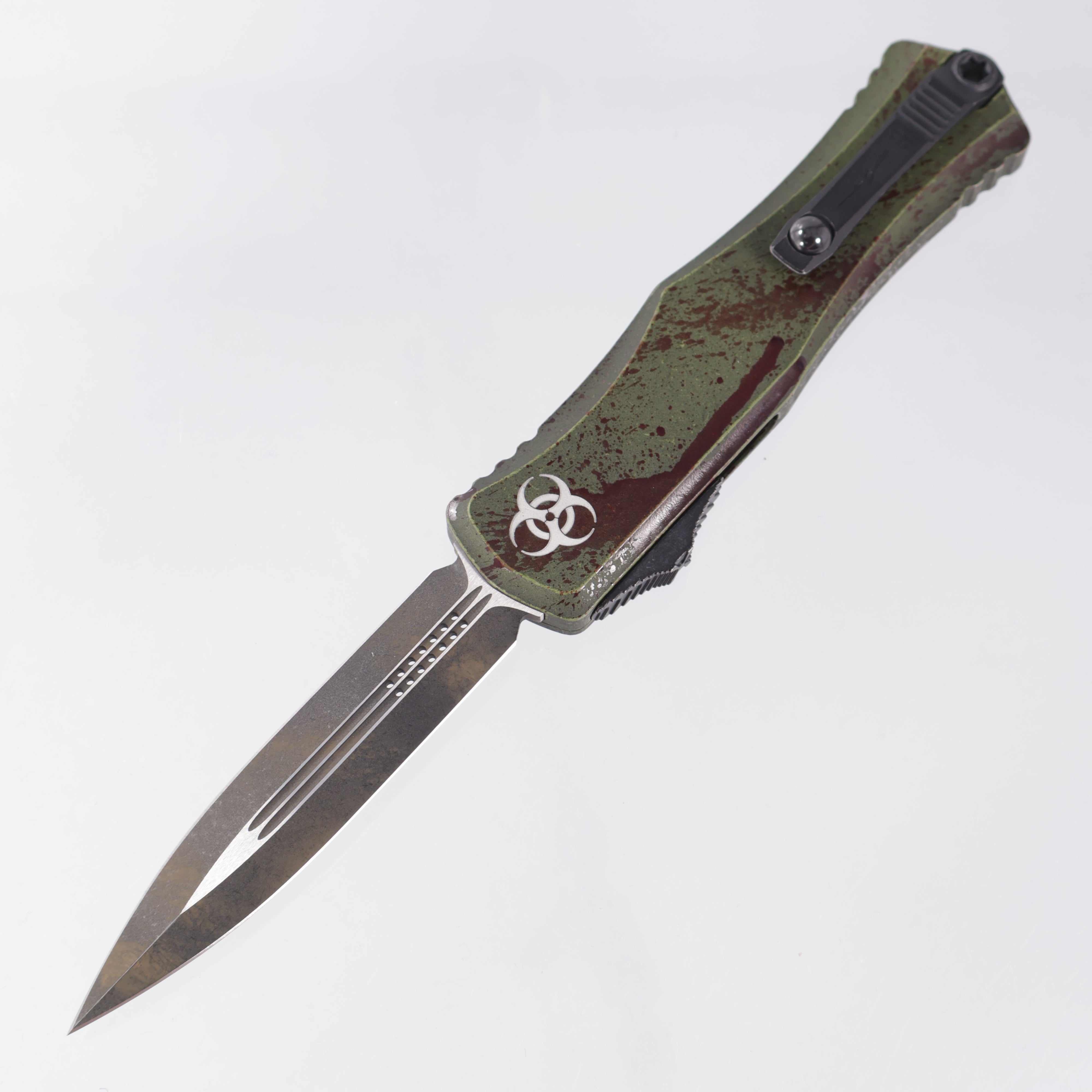 Microtech Signature Series Hera II Double Edge - Outbreak Aluminum w/ Deep Engraving - Outbreak M390MK - 1702-1 OBDS