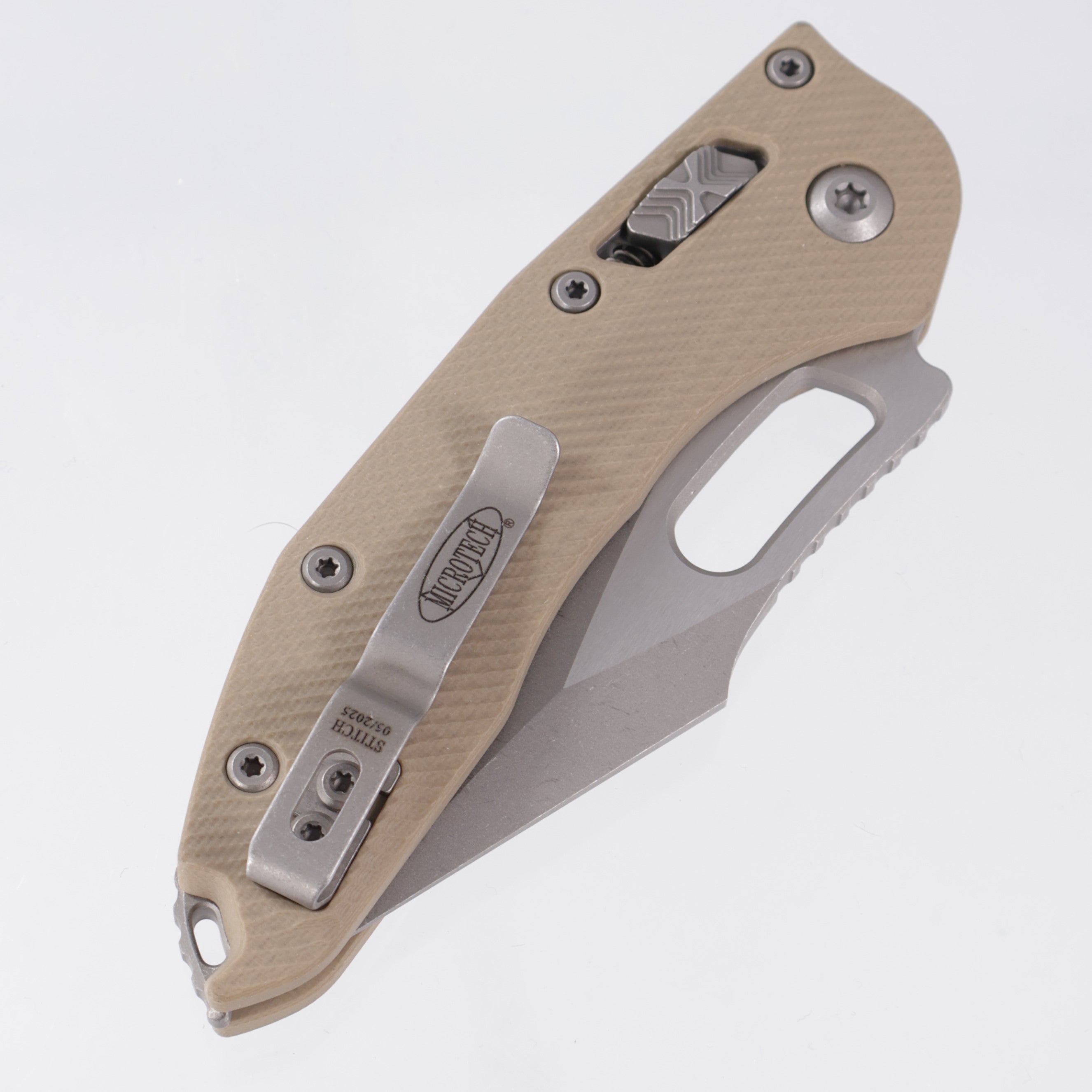 Microtech Stitch Ram-Lok - Tan Fluted G10 - Apocalyptic Full Serrate M390MK - 169RL-12 APFLGTTA