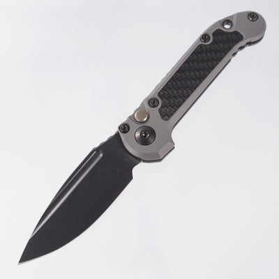Microtech LUDT Gen III Single Edge Signature Series - Natural Clear Aluminum w/ Carbon Fiber Inlays - DLC M390MK - 1135-1 DLCTNCCFIS