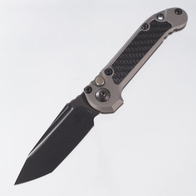 Microtech LUDT Gen III Tanto Signature Series - Natural Clear Aluminum w/ Carbon Fiber Inlays - DLC M390MK - 1136-1 DLCTNCCFIS