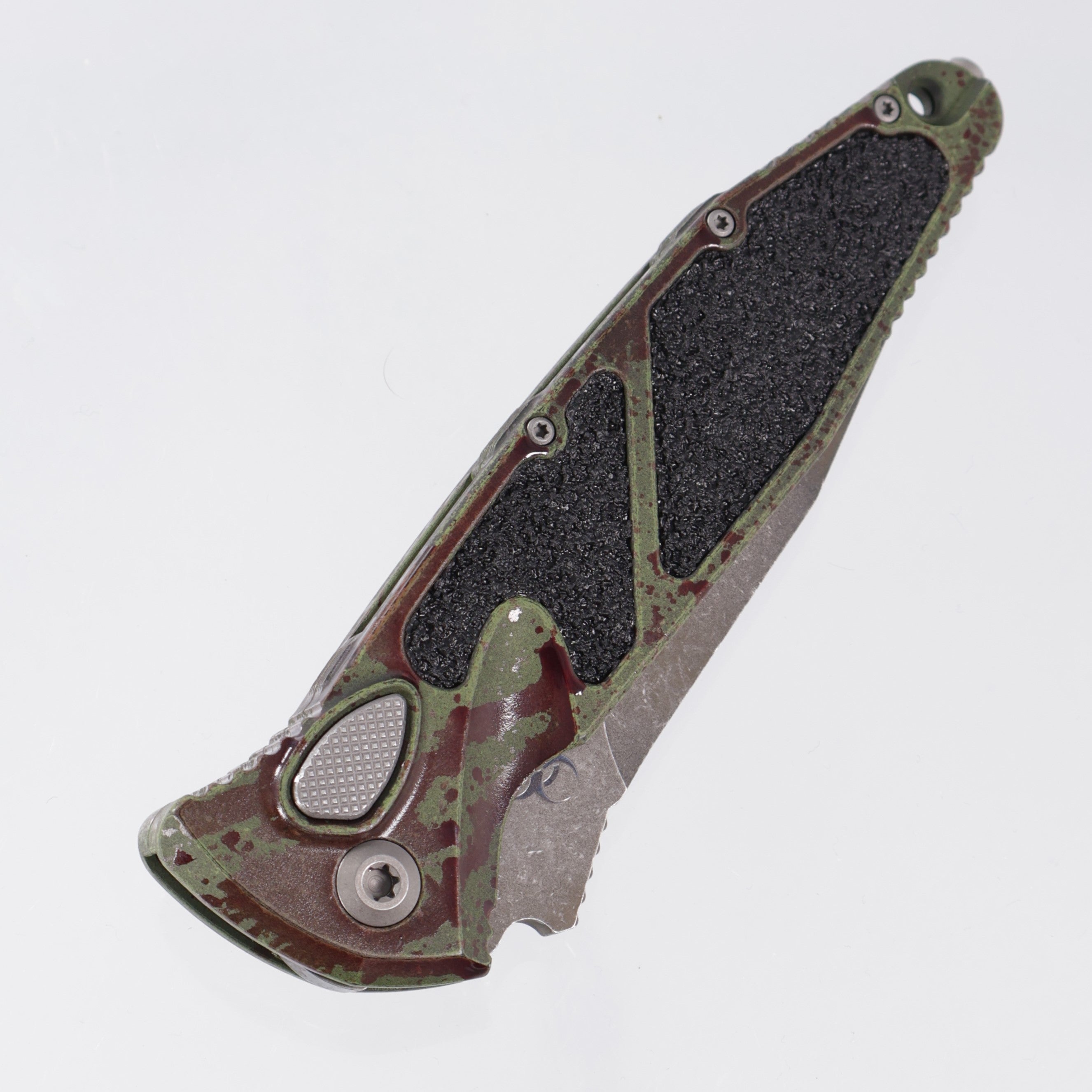 Microtech Socom Elite Auto Spear Point Signature Series - Outbreak Aluminum - Outbreak M390MK - 160A-1OBSS