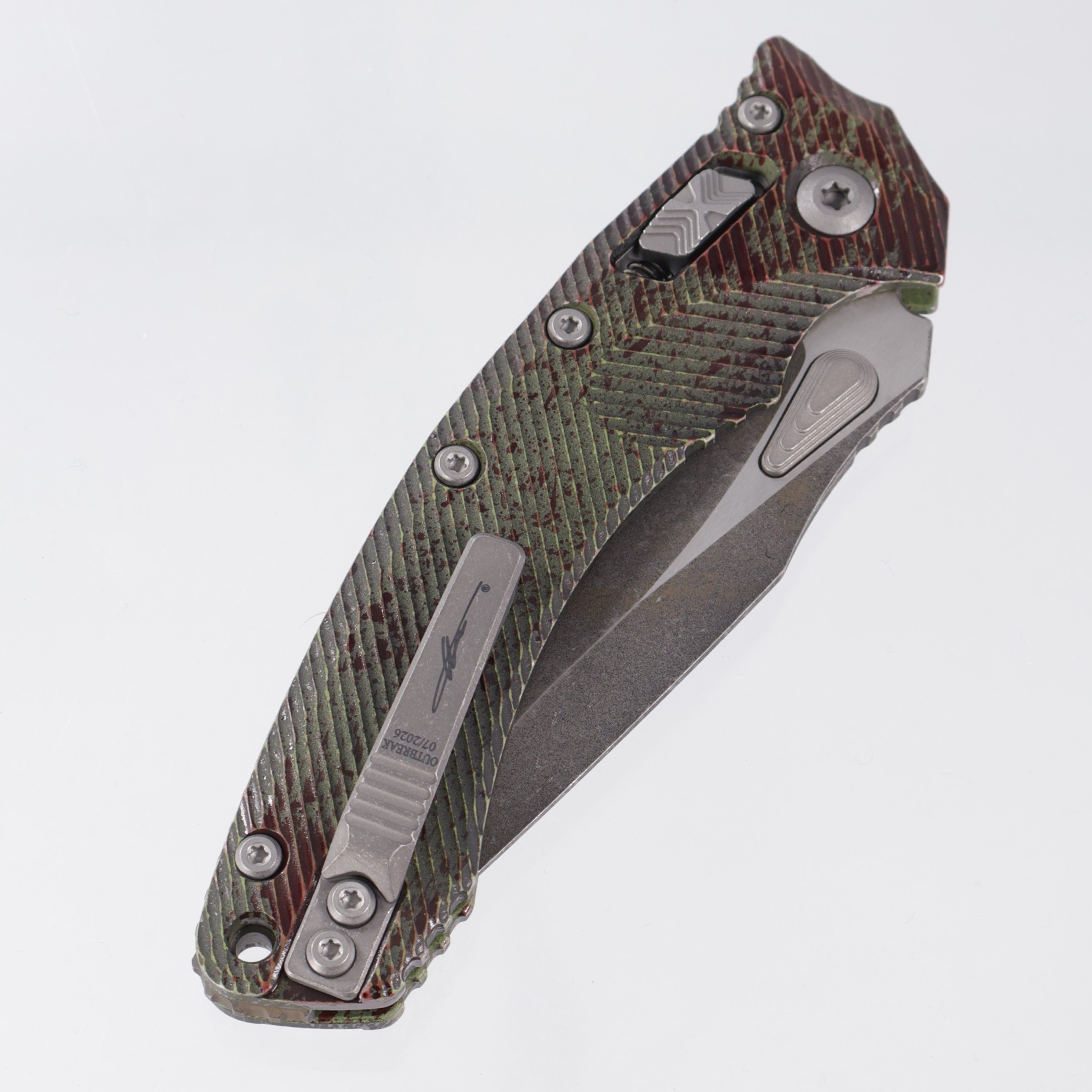 Microtech Amphibian Signature Series - Outbreak Fluted Aluminum - Outbreak M390MK - 137RL-1FLOBS