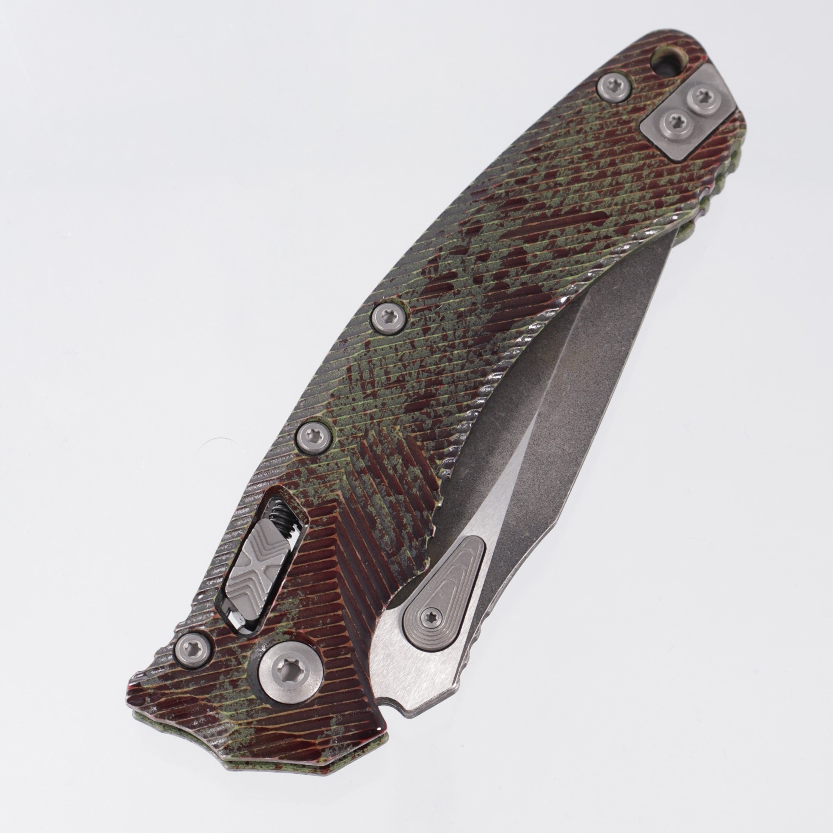 Microtech Amphibian Signature Series - Outbreak Fluted Aluminum - Outbreak Partial Serrate M390MK - 137RL-2FLOBS