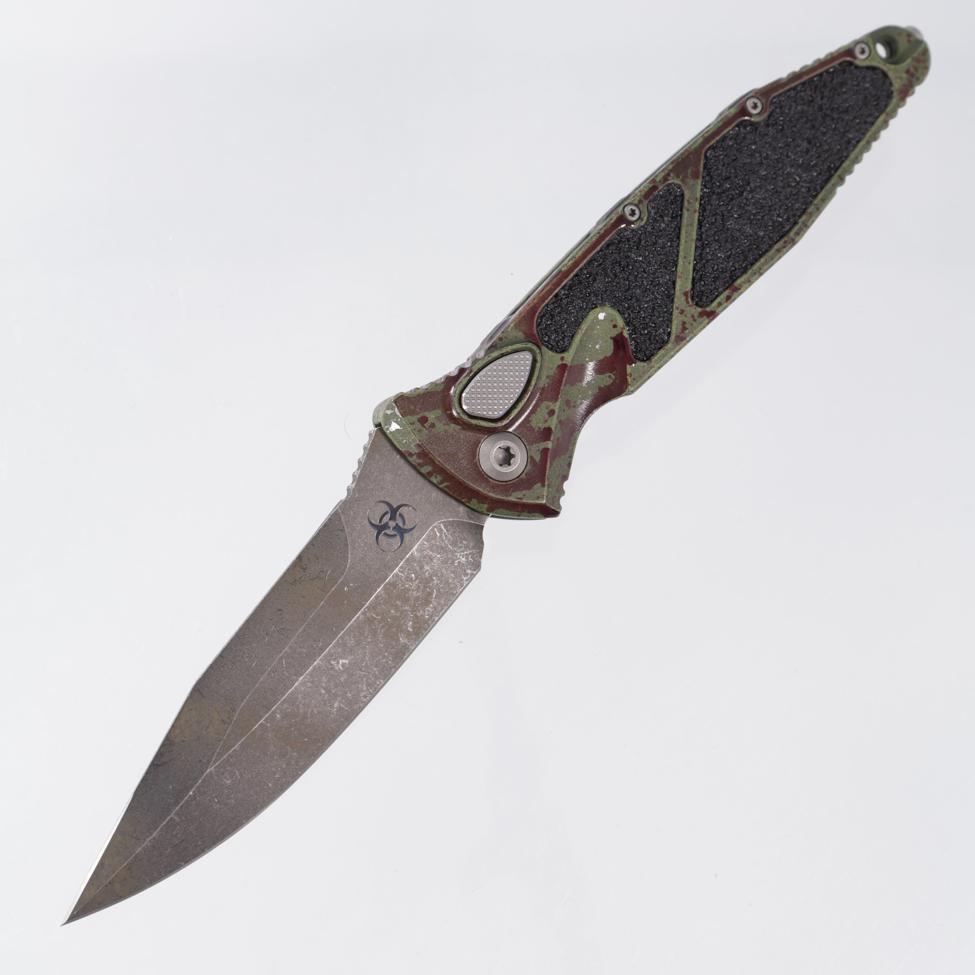 Microtech Socom Elite Auto Spear Point Signature Series - Outbreak Aluminum - Outbreak M390MK - 160A-1OBSS