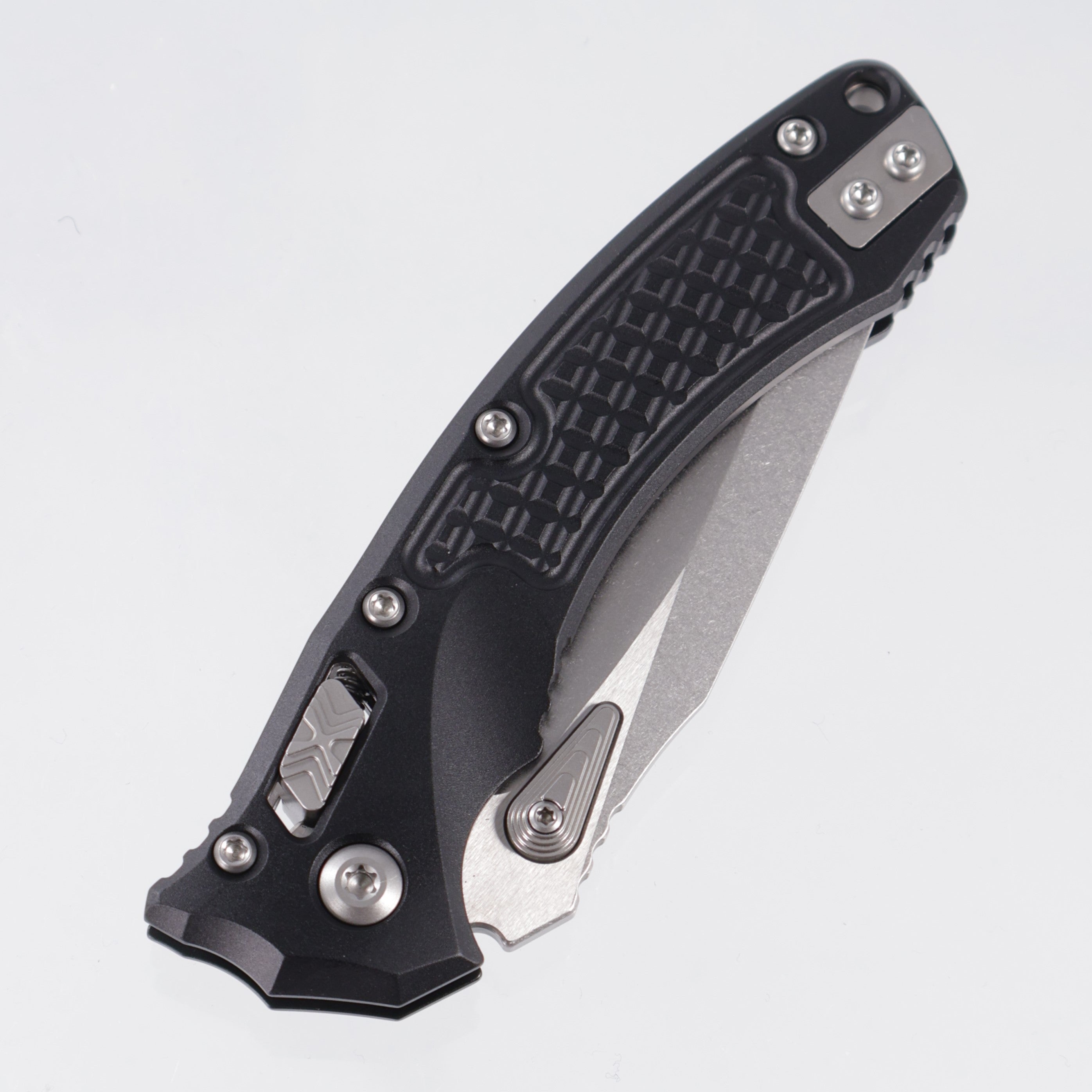 Microtech Ampbibian Mini - Black Frag Aluminum - Stonewash M390MK - 137MRL-10 FR