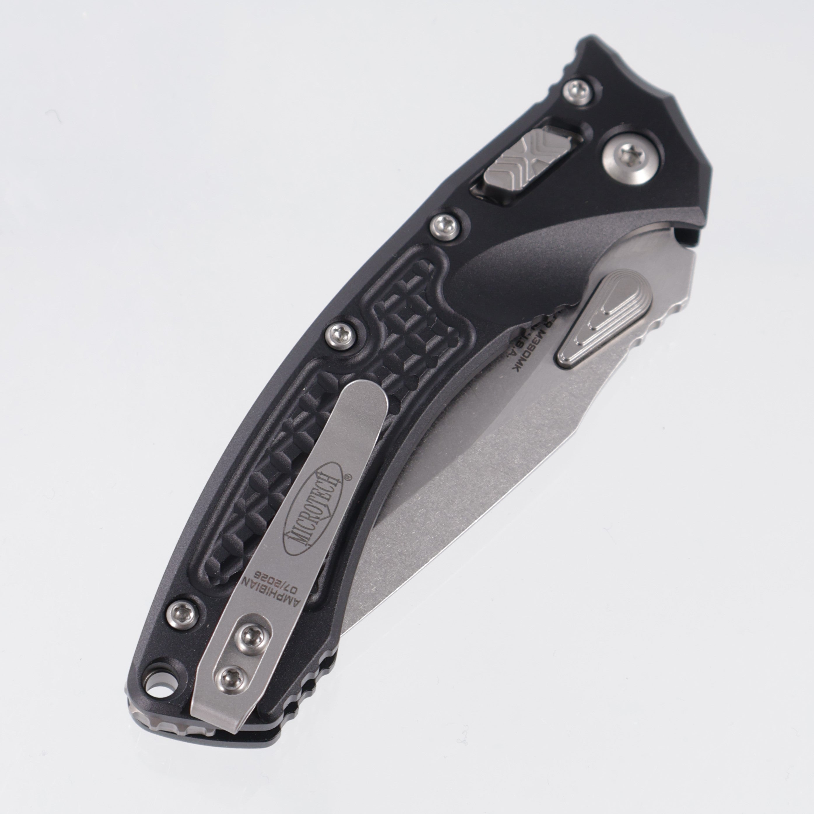 Microtech Ampbibian Mini - Black Frag Aluminum - Stonewash M390MK - 137MRL-10 FR