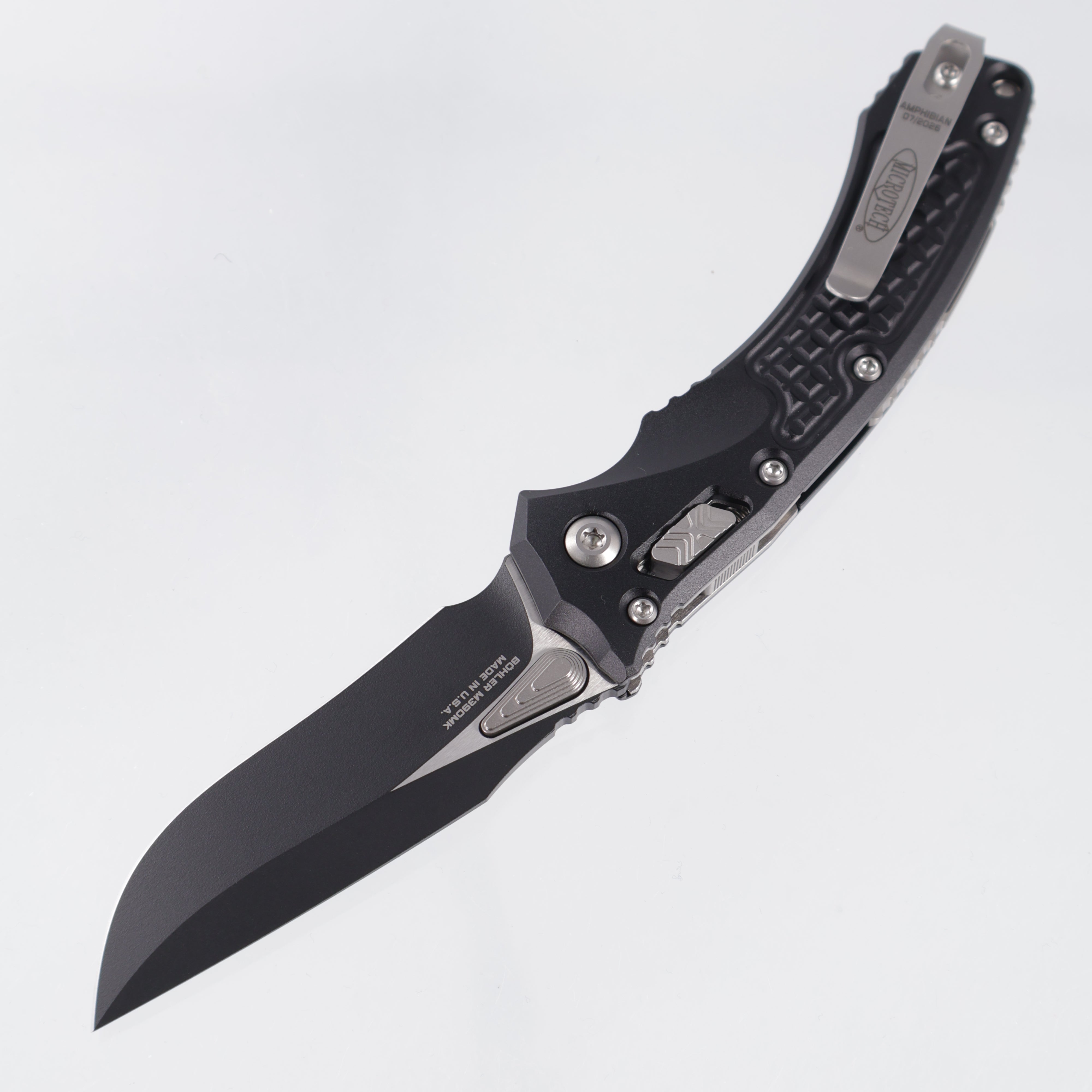 Microtech Amphibian Mini - Black Frag Aluminum - Black Standard M390MK - 137MRL-1 FR