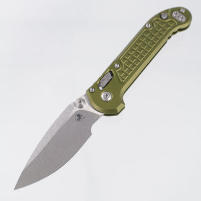 Microtech LUDT Ram-Lok Single Edge - OD Green Frag Aluminum - Stonewash M390MK - 11135RL-10 FROD