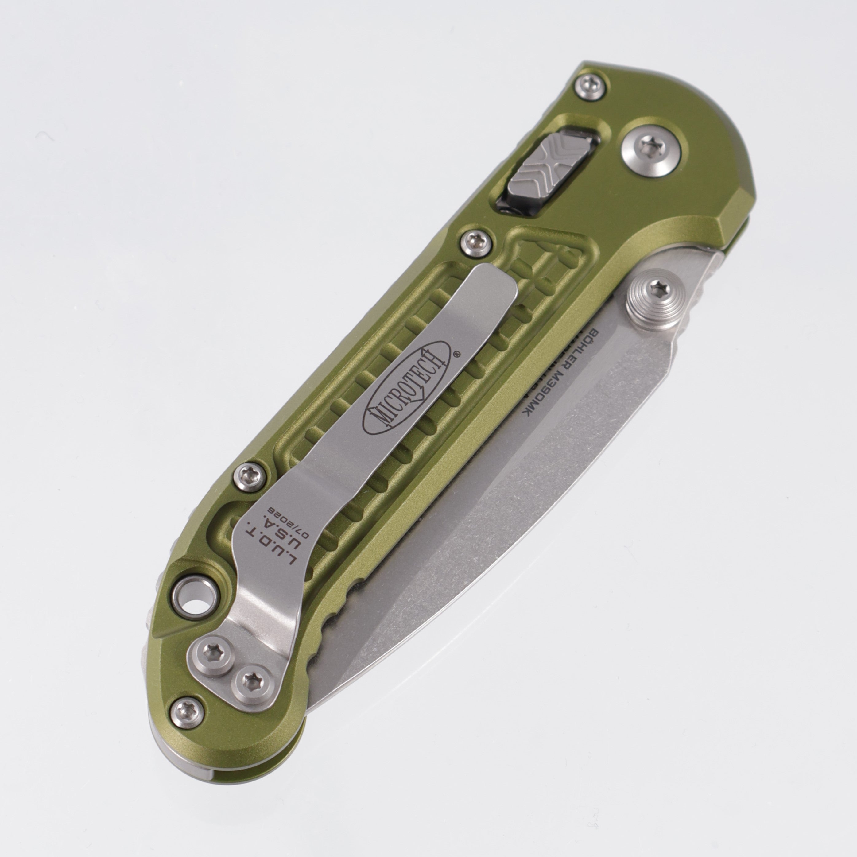 Microtech LUDT Ram-Lok Single Edge - OD Green Frag Aluminum - Stonewash M390MK - 11135RL-10 FROD