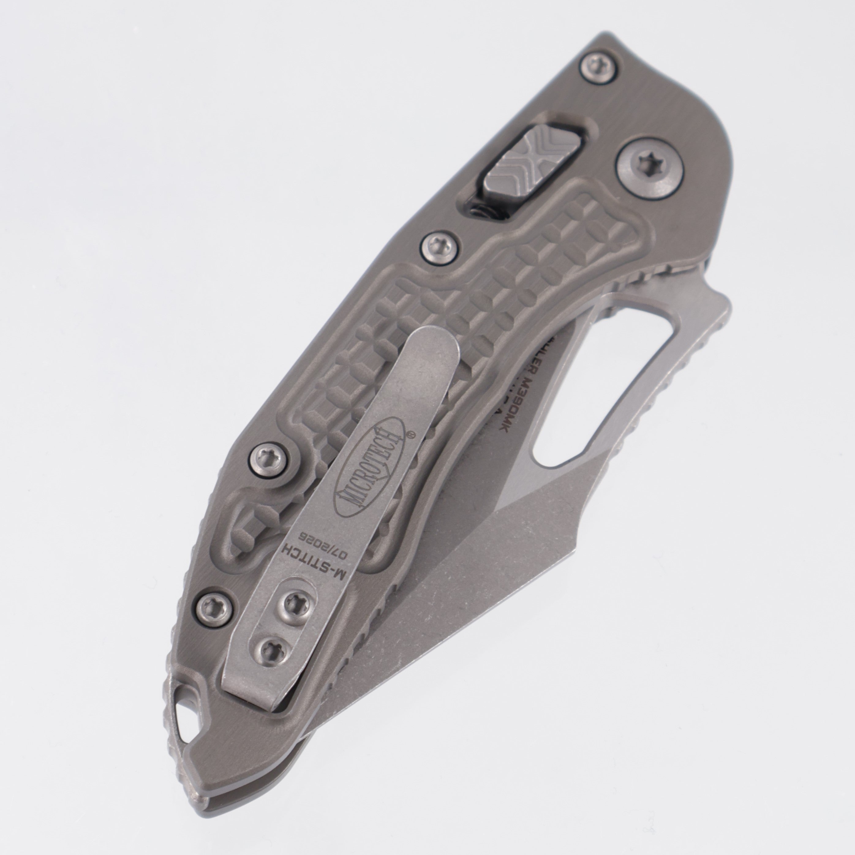 Microtech Stitch Mini Ram-Lok - Natural Clear Frag Aluminum - Apocalyptic M390MK - 169MRL-10 APFRNC