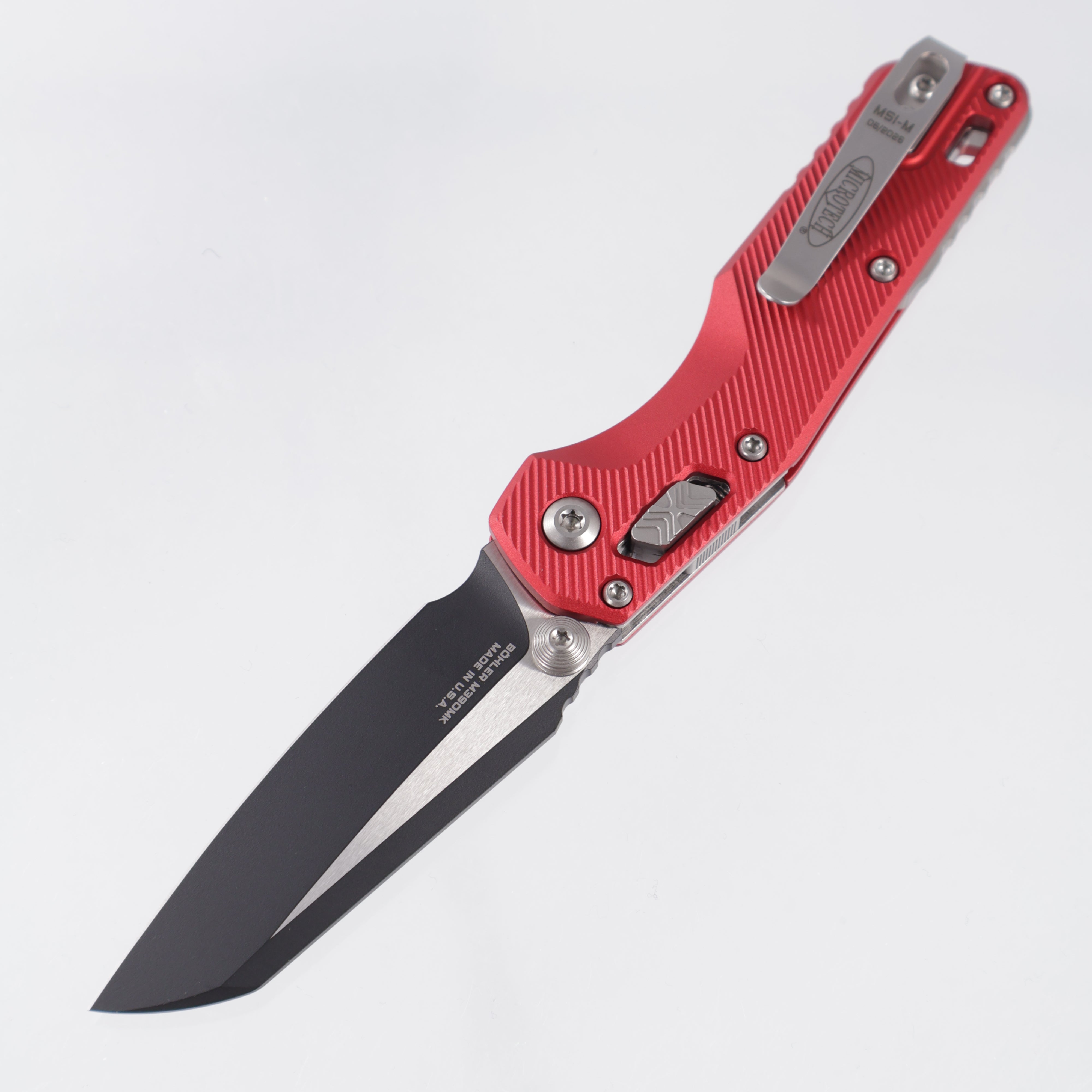 Microtech MSI Mini - Red Fluted Aluminum - Black Standard M390MK - 210M-1 FLRD