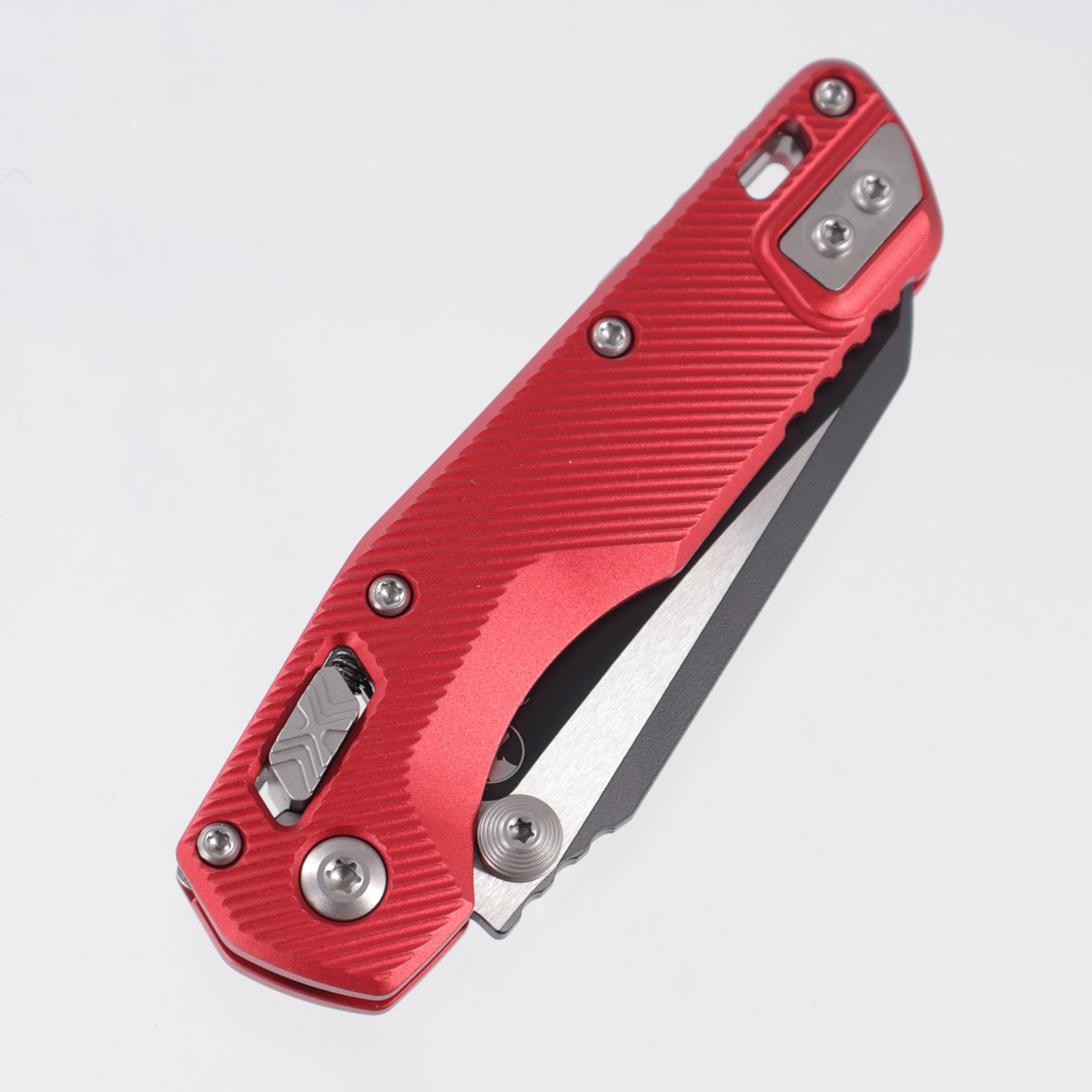 Microtech MSI Mini - Red Fluted Aluminum - Black Standard M390MK - 210M-1 FLRD