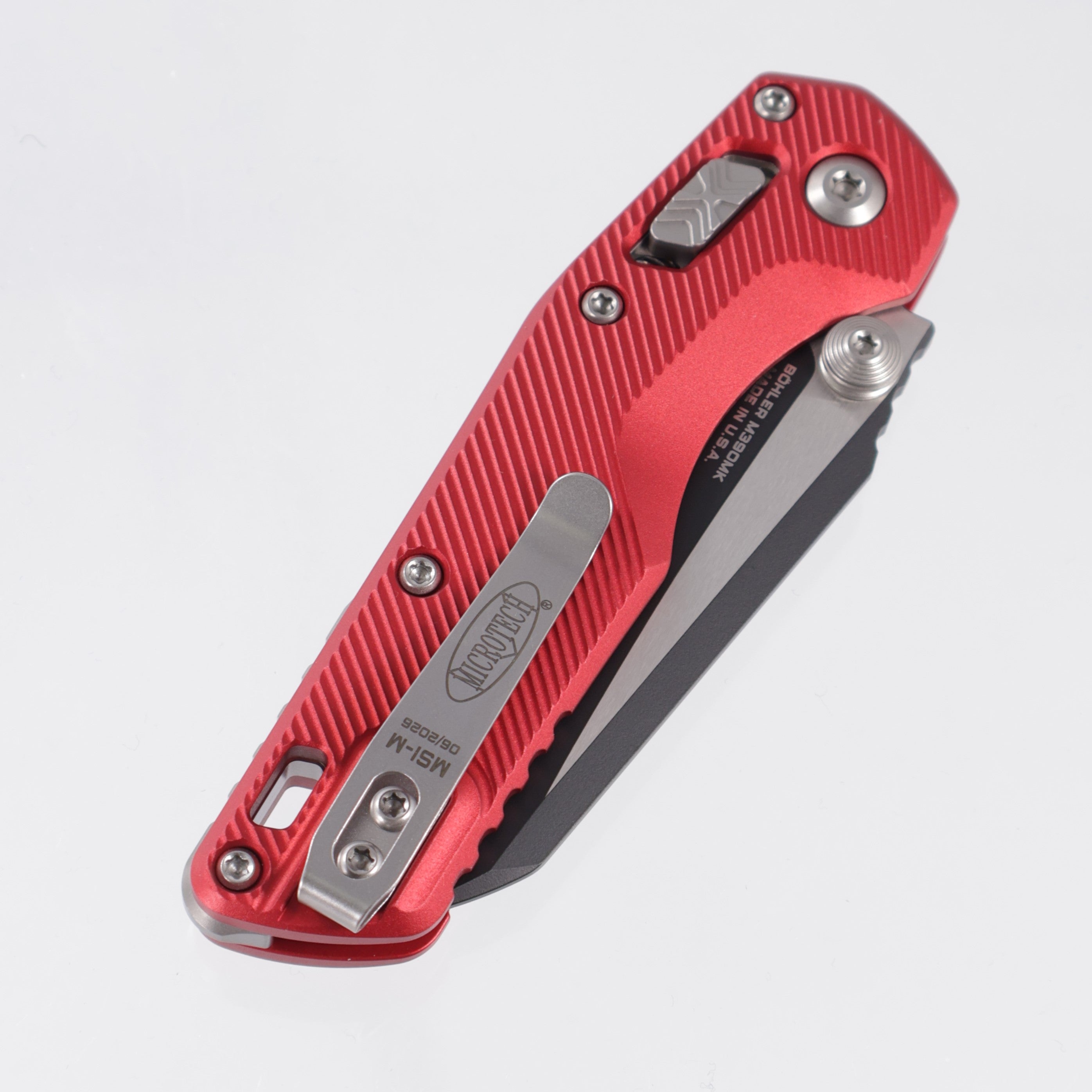 Microtech MSI Mini - Red Fluted Aluminum - Black Standard M390MK - 210M-1 FLRD