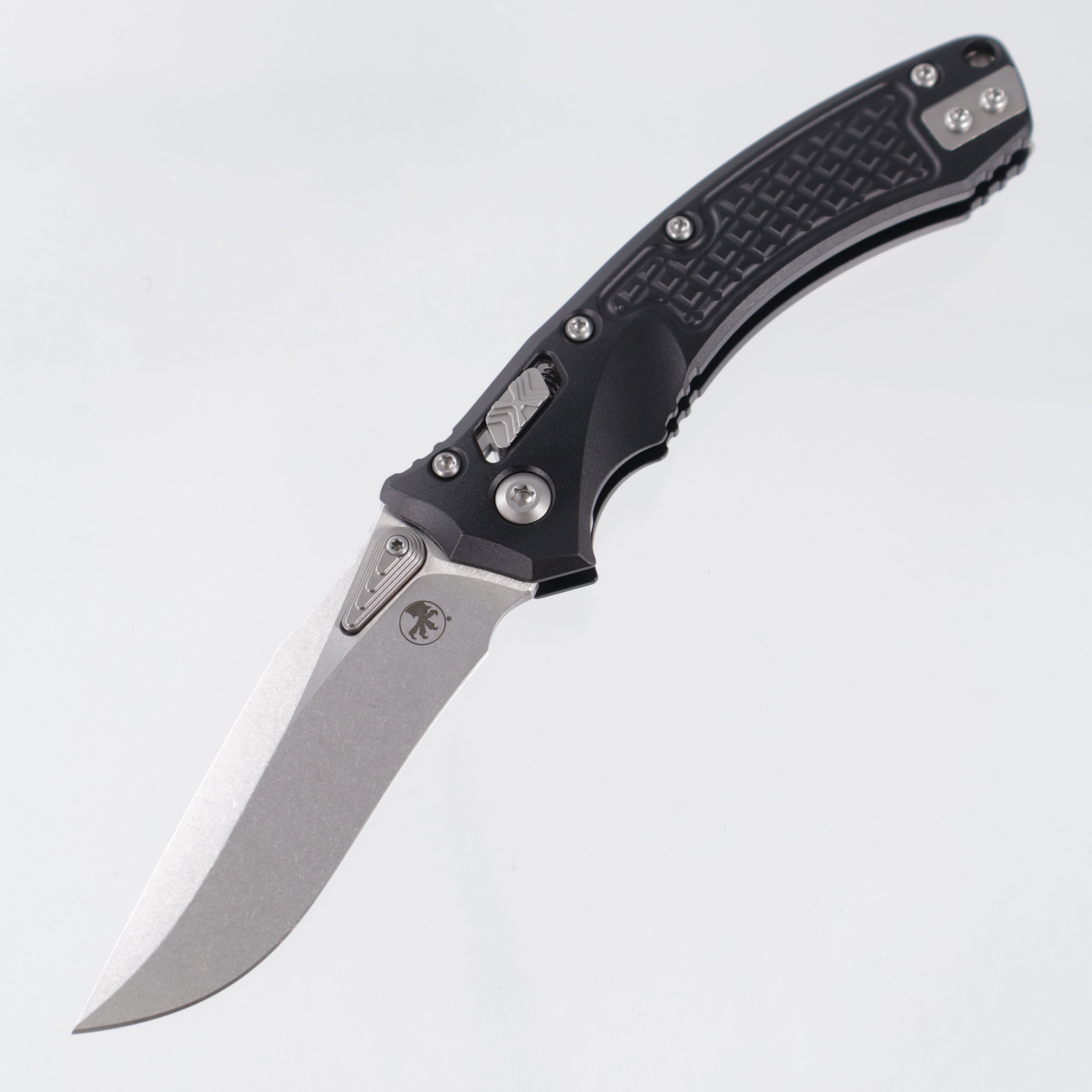 Microtech Ampbibian Mini - Black Frag Aluminum - Stonewash M390MK - 137MRL-10 FR