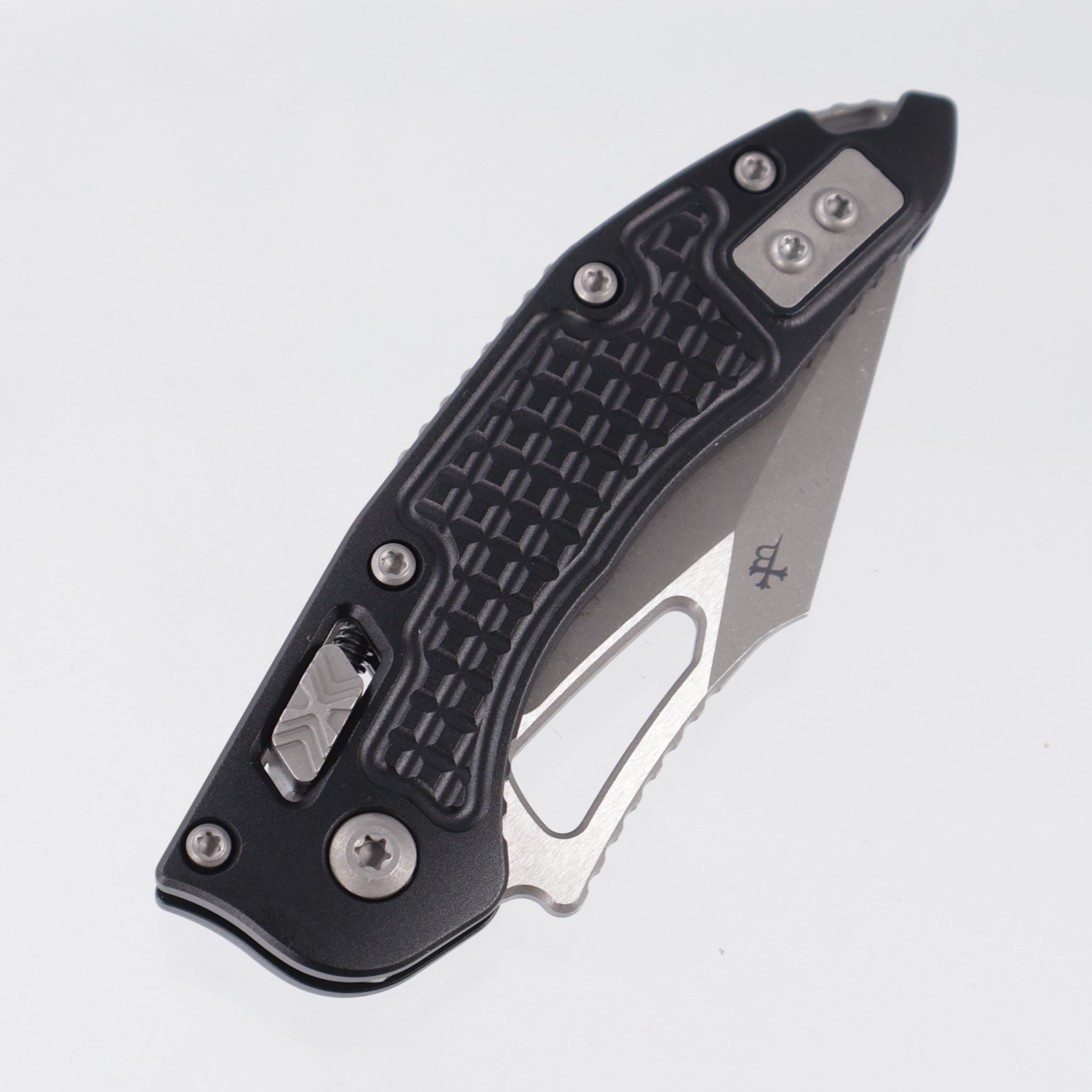 Microtech Stitch Mini Ram-Lok - Black Frag Aluminum - Apocalyptic M390MK - 169MRL-10 APFR