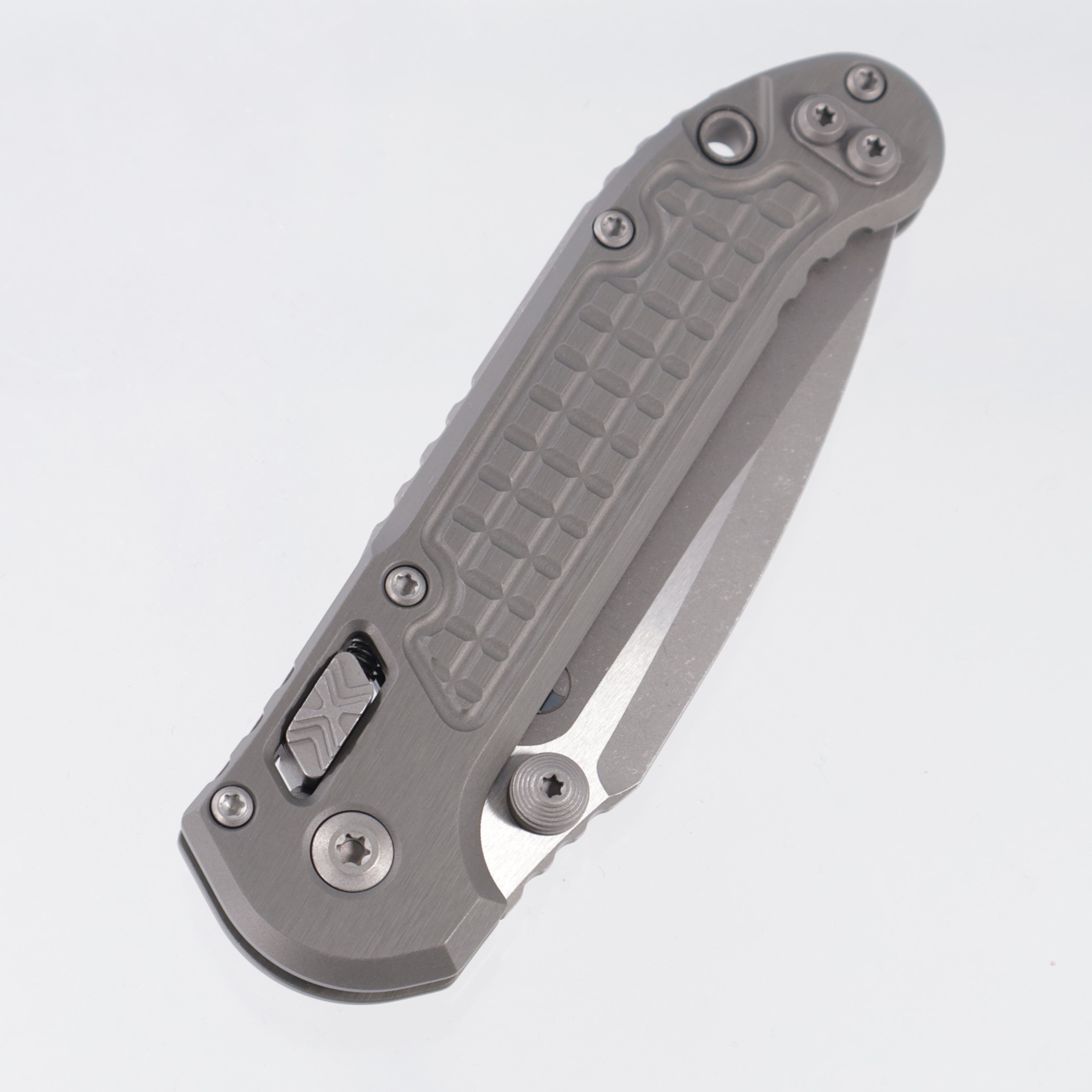 Microtech LUDT Ram-Lok Single Edge - Natural Clear Frag Aluminum - Apocalyptic M390MK - 11135RL-10 APFRNC