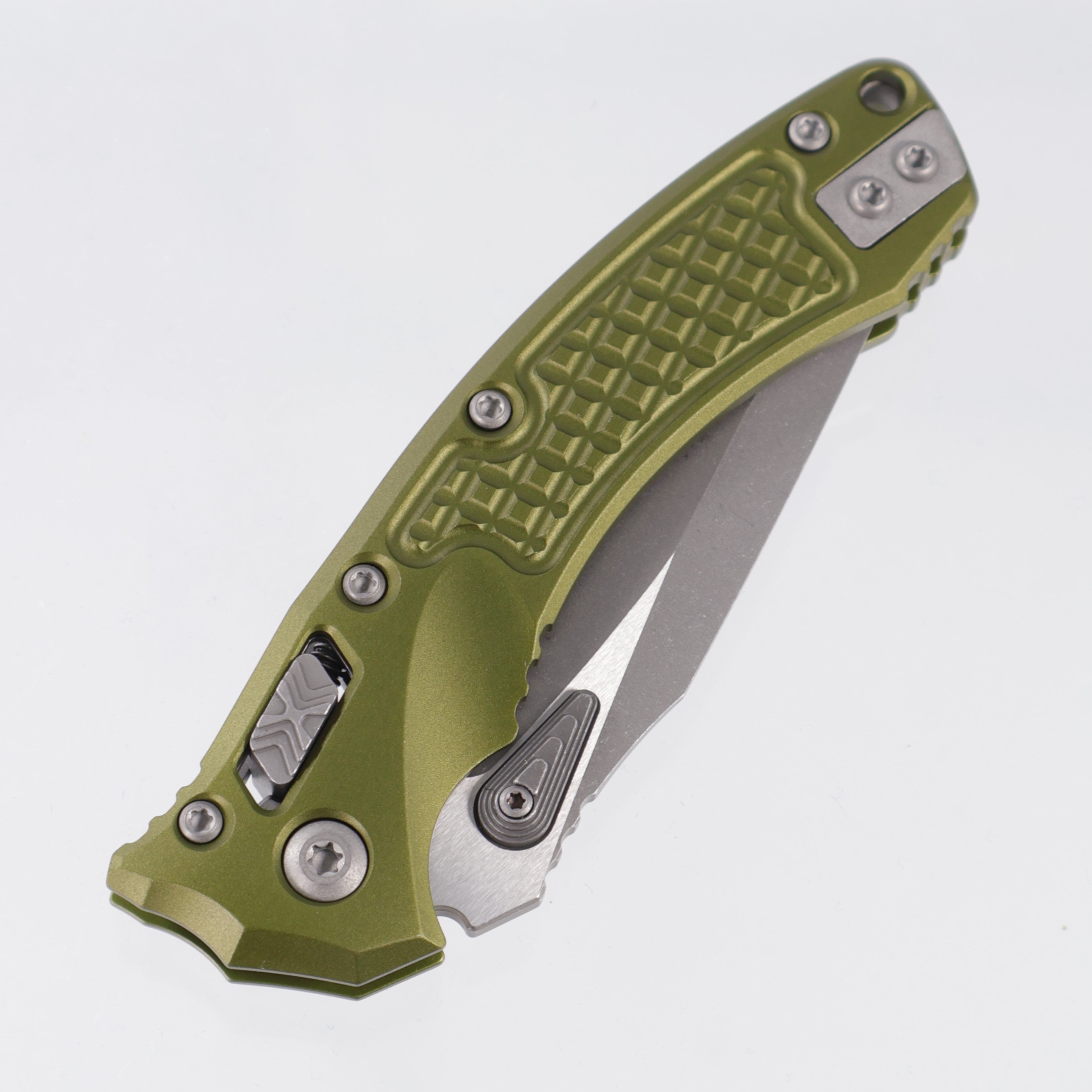 Microtech Amphibian Mini - OD Green Frag Aluminum - Apocalyptic M390MK - 137MRL-10 APFROD