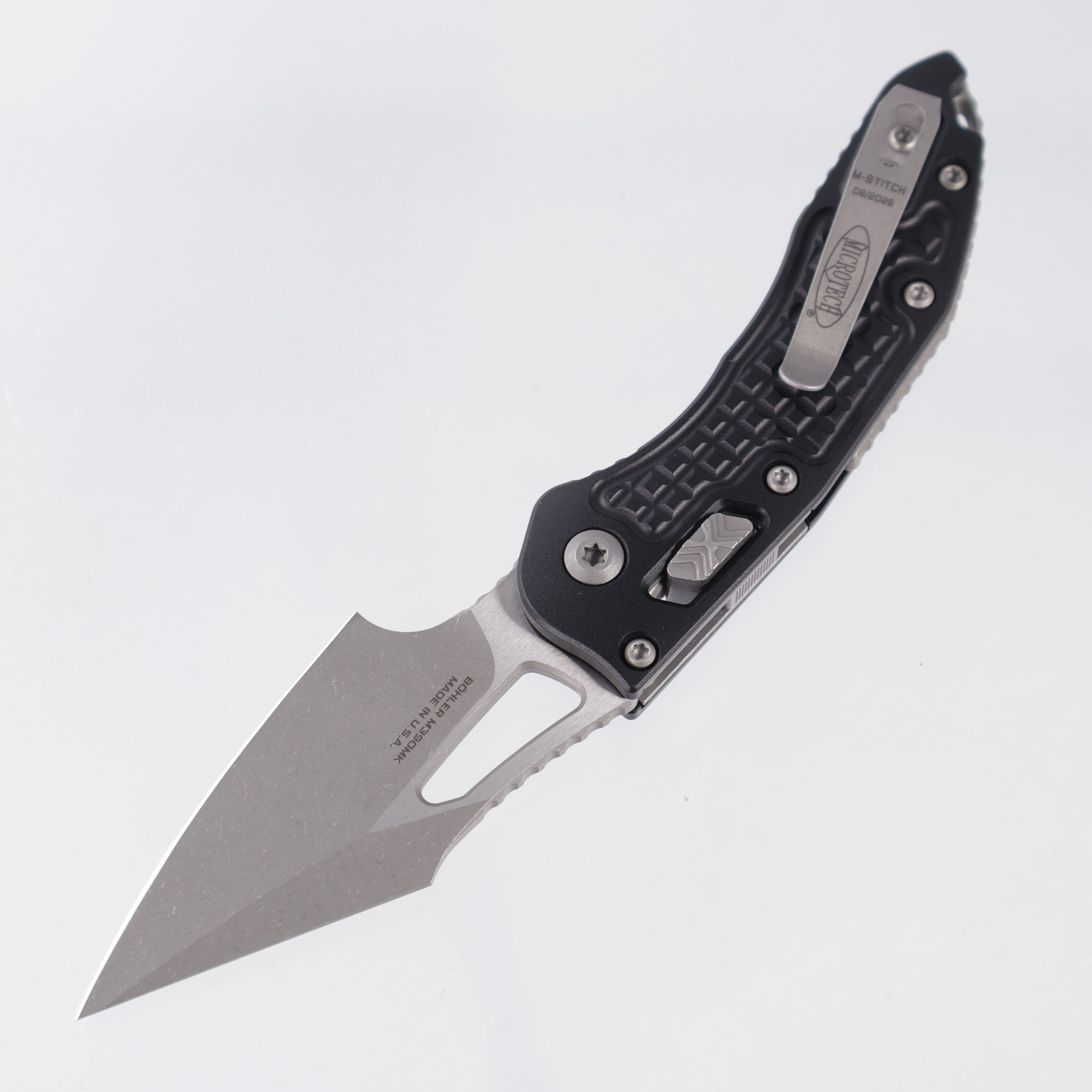 Microtech Stitch Mini Ram-Lok - Black Frag Aluminum - Apocalyptic M390MK - 169MRL-10 APFR