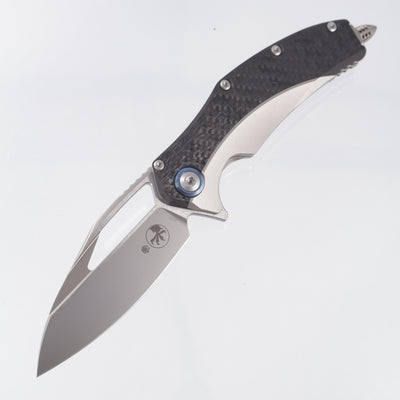 Microtech x Rike Matrix - Titanium Handle w Carbon Fiber Scales & Blue Ti Pivot Collars - Beadblast M390 -165C-7 CFTI