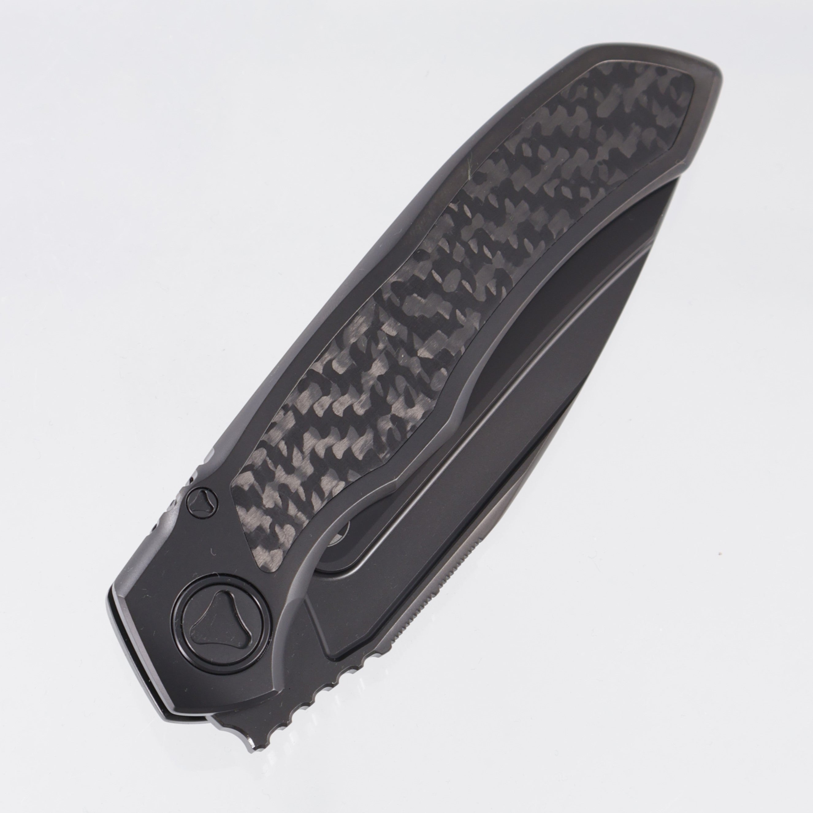 Microtech x Rike Anax Integral - DLC Titanium Chassis w/ Carbon Fiber Inlays - DLC Partial Serrate M390 - 190C-2 DLCTCFITI