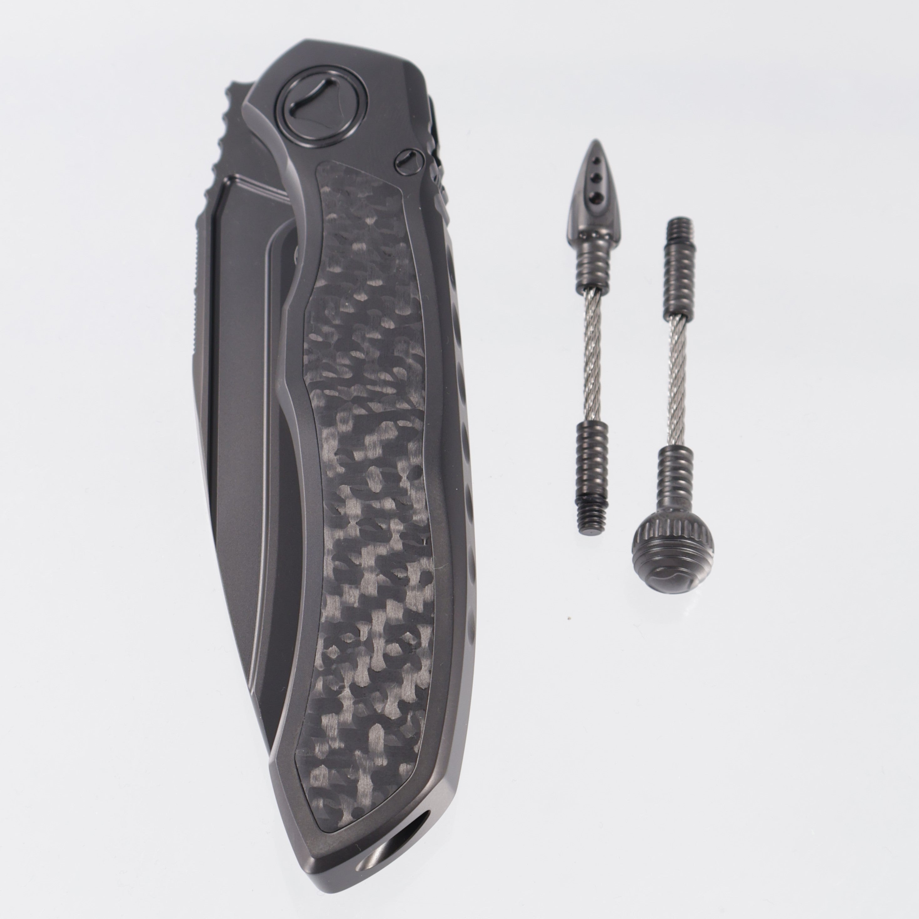 Microtech x Rike Anax Integral - DLC Titanium Chassis w/ Carbon Fiber Inlays - DLC Partial Serrate M390 - 190C-2 DLCTCFITI