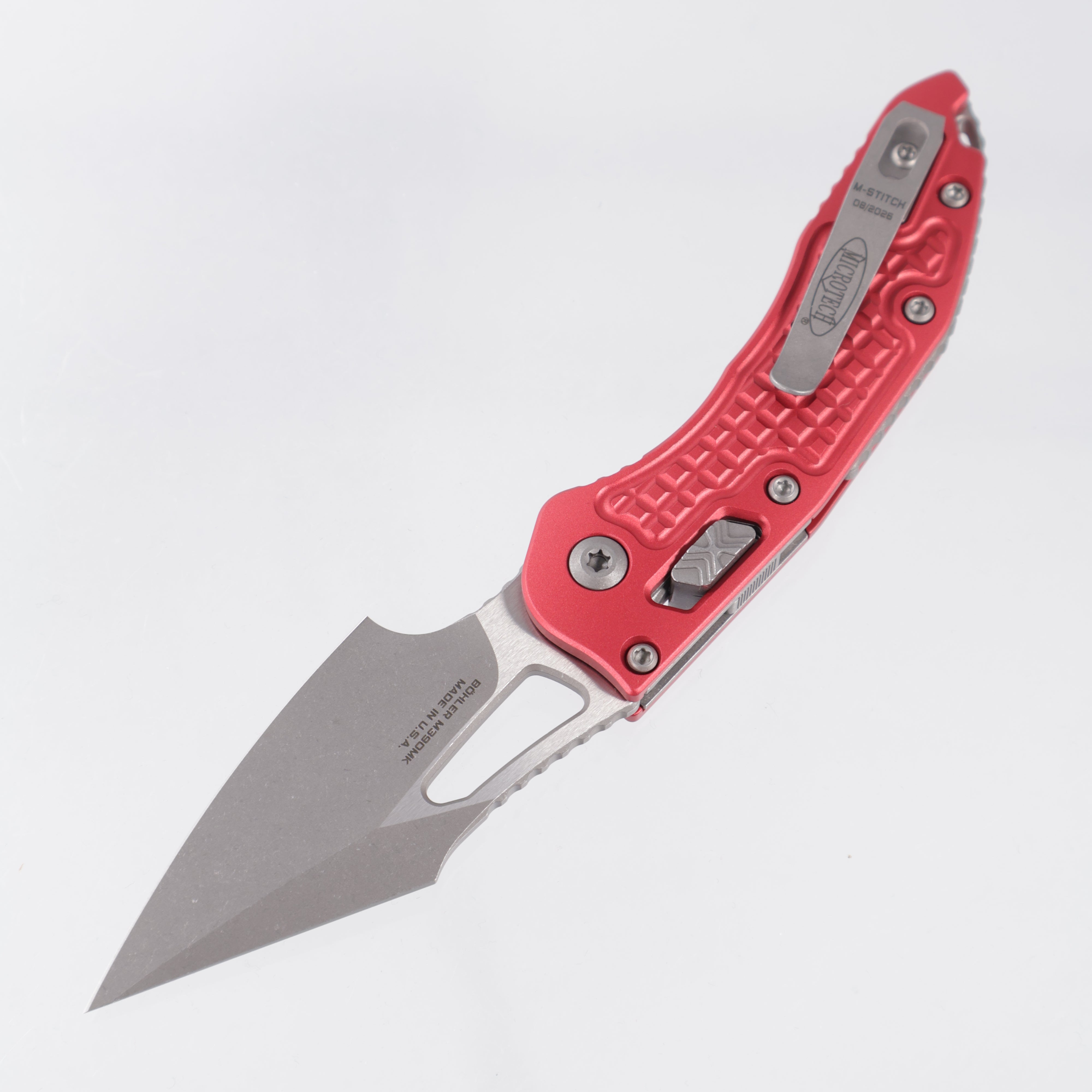 Microtech Stitch Mini Ram-Lok - Red Frag Aluminum - Apocalyptic M390MK - 169MRL-10 APFRRD