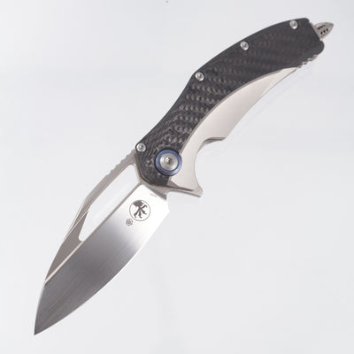 Microtech x Rike Matrix - Titanium Handle w Carbon Fiber Scales & Blue Ti Pivot Collars - Hand Rubbed Satin M390 - 165C-4 CFTI