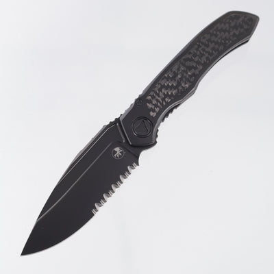 Microtech x Rike Anax Integral - DLC Titanium Chassis w/ Carbon Fiber Inlays - DLC Partial Serrate M390 - 190C-2 DLCTCFITI