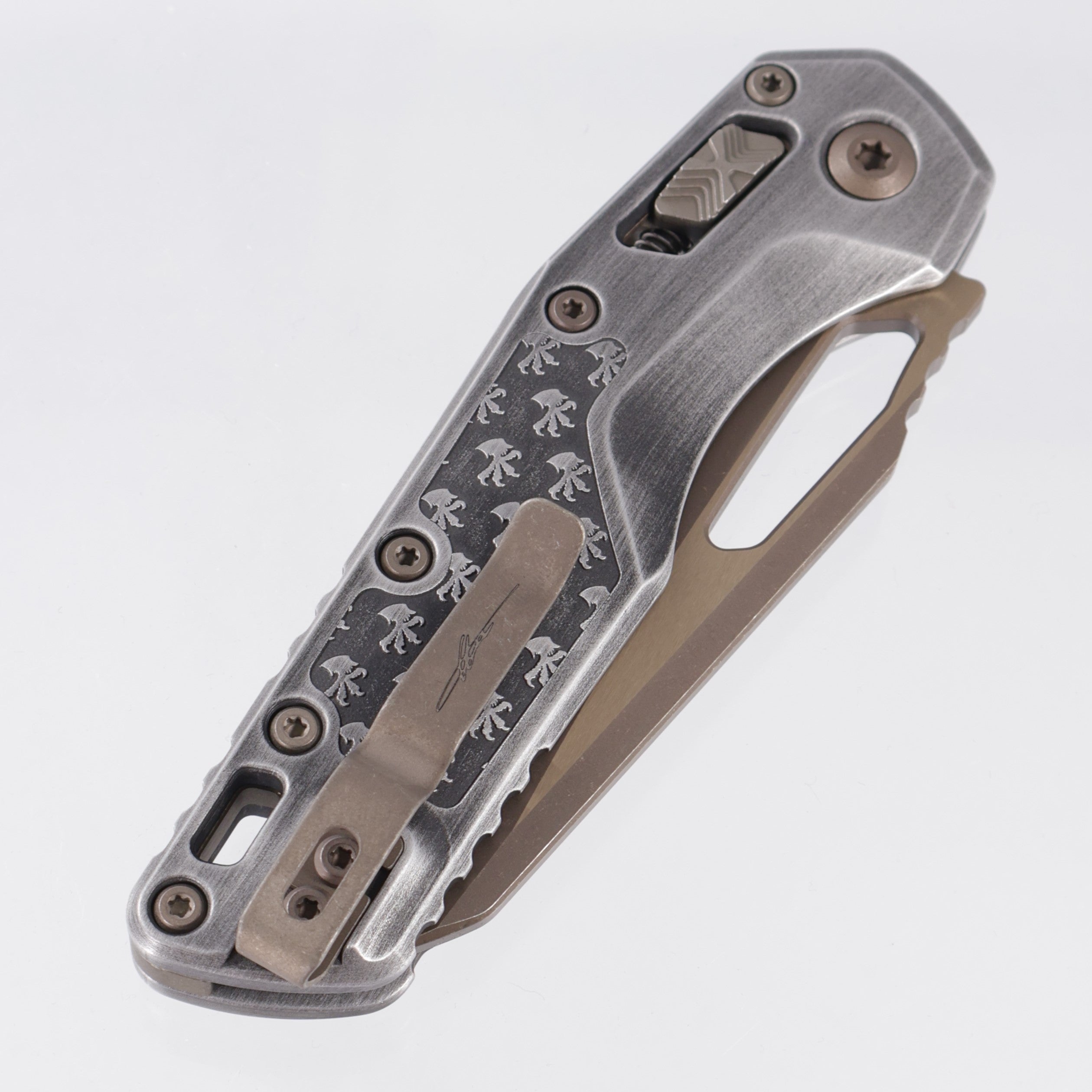 Microtech MSI Signature Series - Brushed Metal Claw Aluminum - Bronze Apocalyptic M390MK - 210-13 APBMCWS