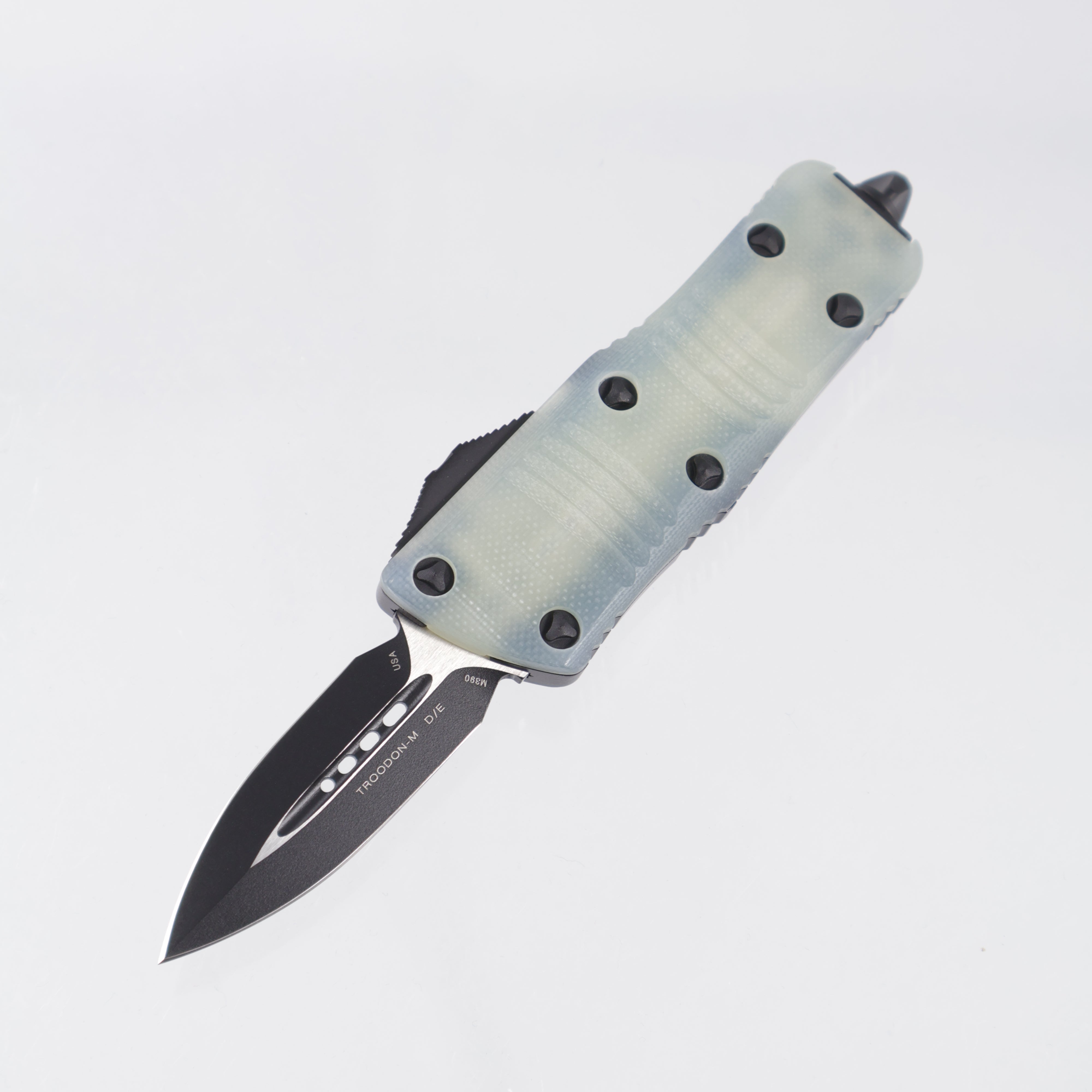 Microtech Troodon Mini Double Edge - TwoTone M390 - Jade G10 & Black Aluminum - 238-1 GTJGS