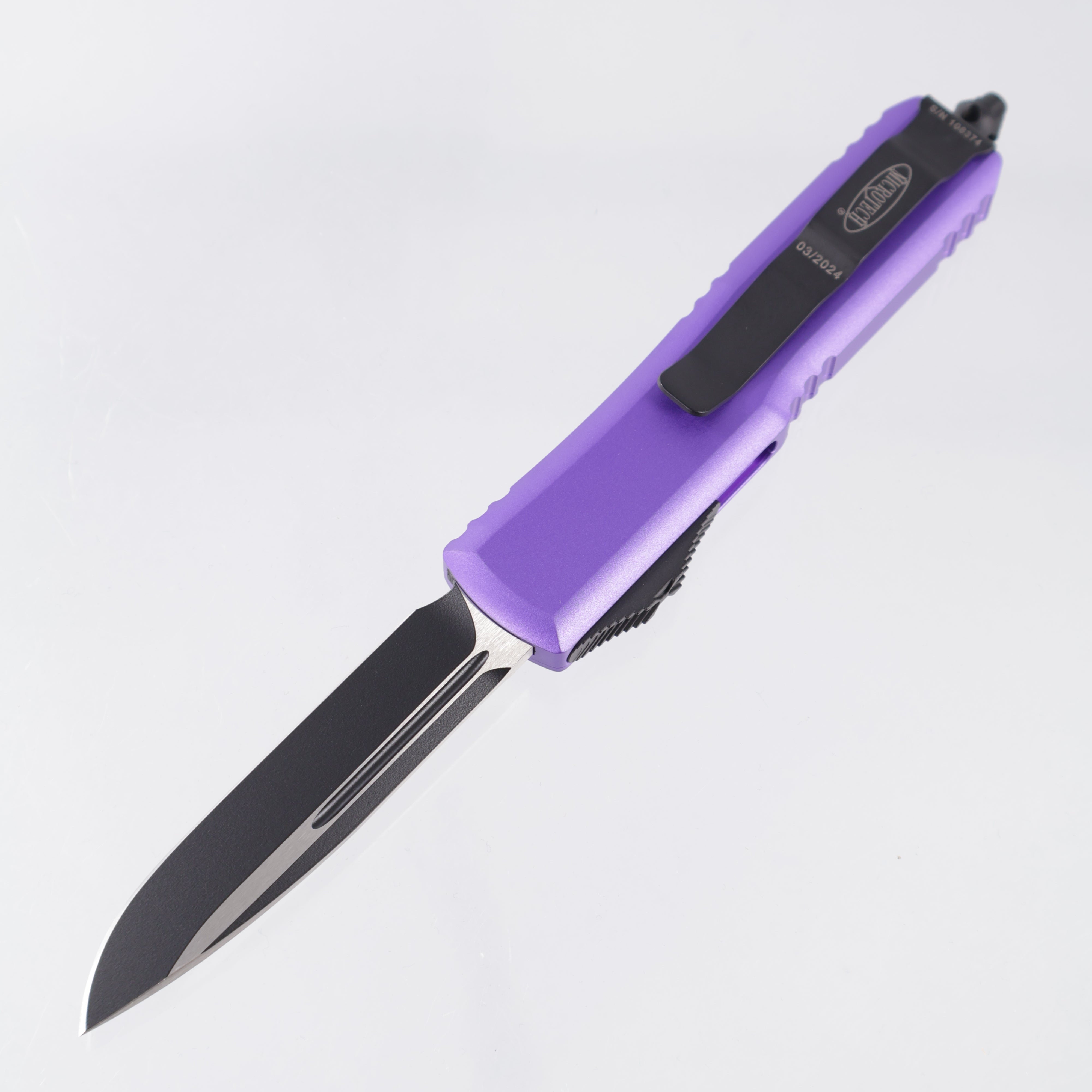 Microtech UTX-85 Single Edge - TwoTone M390 - Purple Aluminum - 231-1 PU